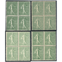 SEMEUSE N°130 15C VERT-GRIS 4 PAIRES DE 4 TIMBRES DE FRANCE NEUFS** ANNÉE 1903