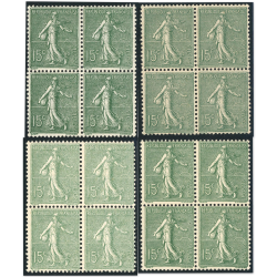 SEMEUSE N°130 15C VERT-GRIS 4 PAIRES DE 4 TIMBRES DE FRANCE NEUFS** ANNÉE 1903