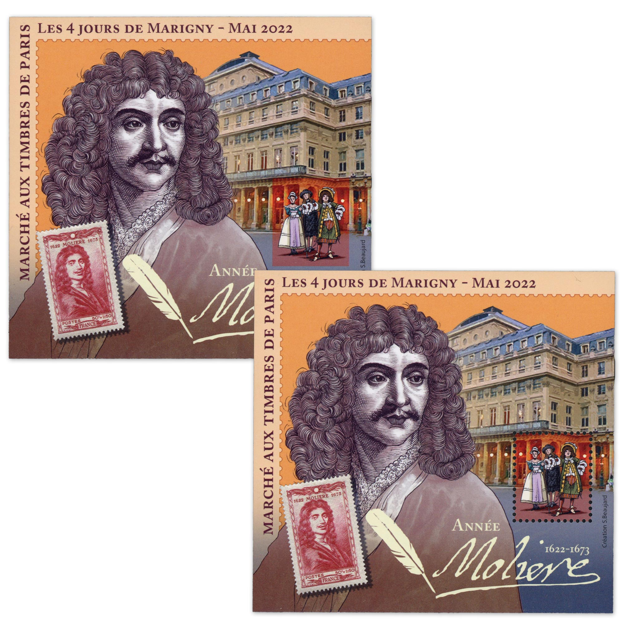 BLOCS SOUVENIRS DE MARIGNY N°34, "MOLIÈRE", TIMBRES DE FRANCE NEUFS** 2022