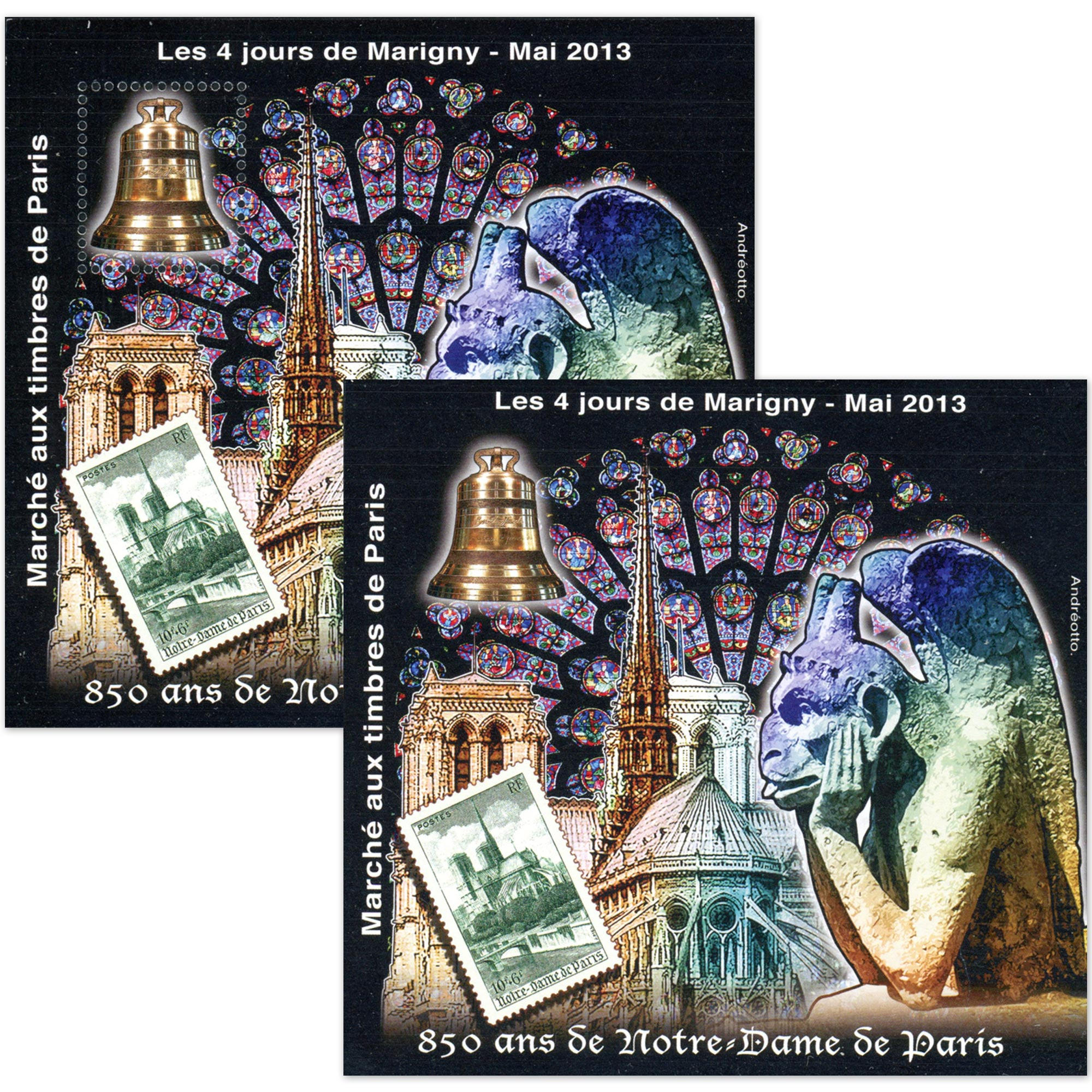 BLOCS SOUVENIRS DE MARIGNY N°25, "NOTRE DAME DE PARIS" TIMBRES NEUFS ANNÉE 2013
