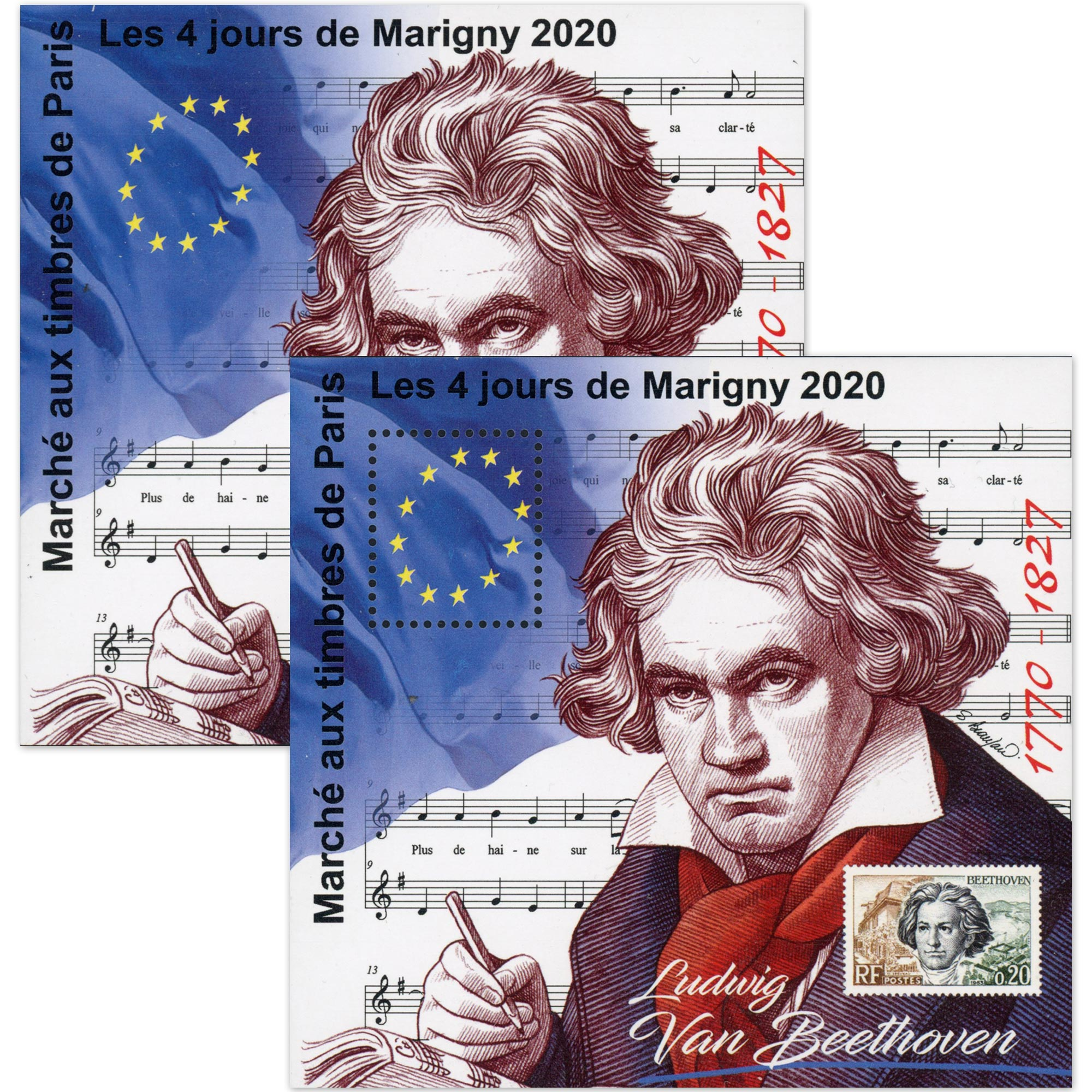 BLOCS SOUVENIRS DE MARIGNY N°32, "ANNIV NAISSANCE BEETHOVEN" ANNÉE 2020