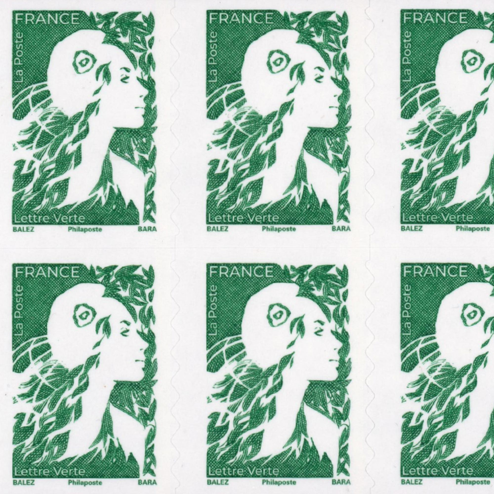 CARNET FRANCE MARIANNE VERTE DE BALEZ 12 TIMBRES POUR AFFRANCHIR 20g ANNÉE 2025
