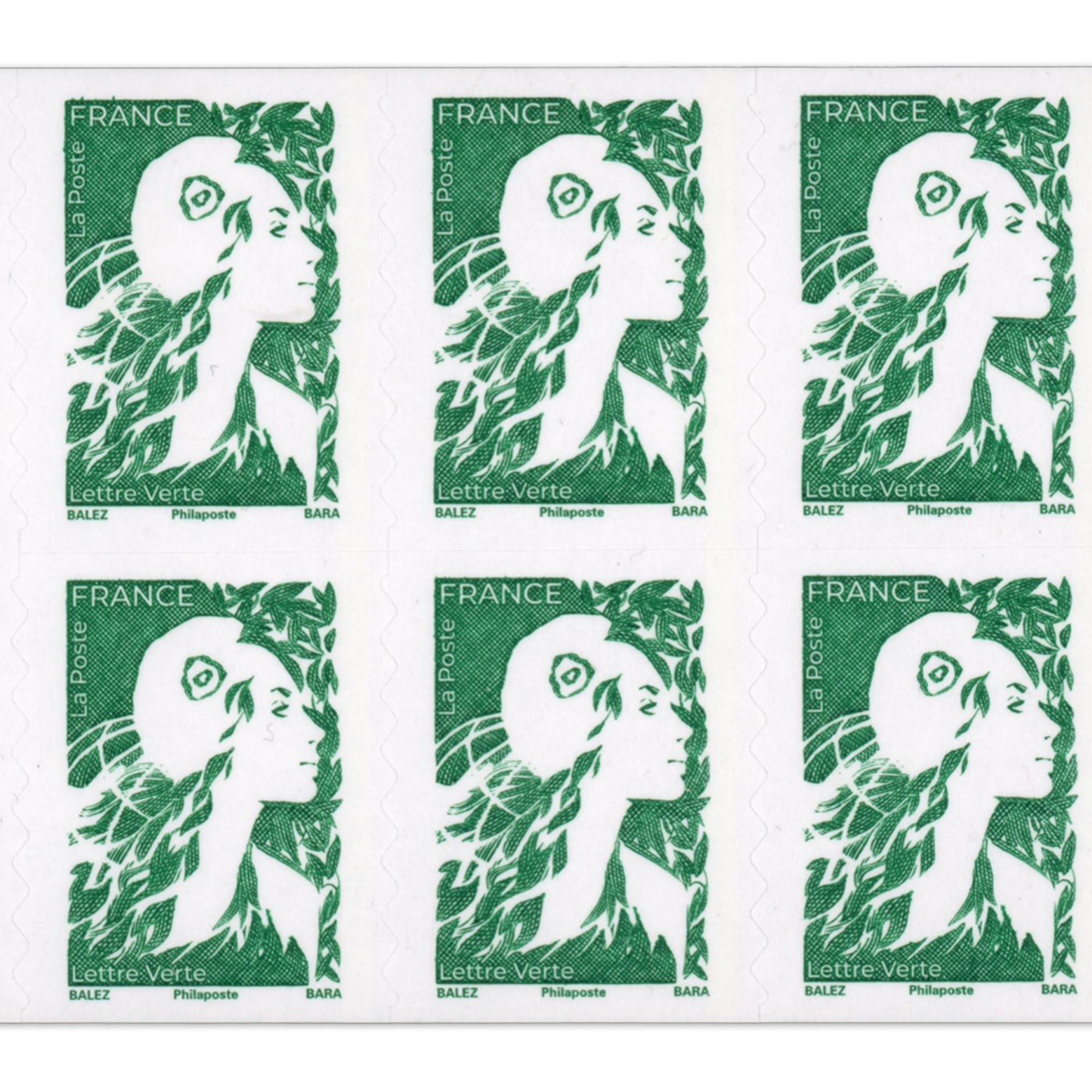 CARNET FRANCE MARIANNE VERTE DE BALEZ 12 TIMBRES POUR AFFRANCHIR 20g ANNÉE 2025