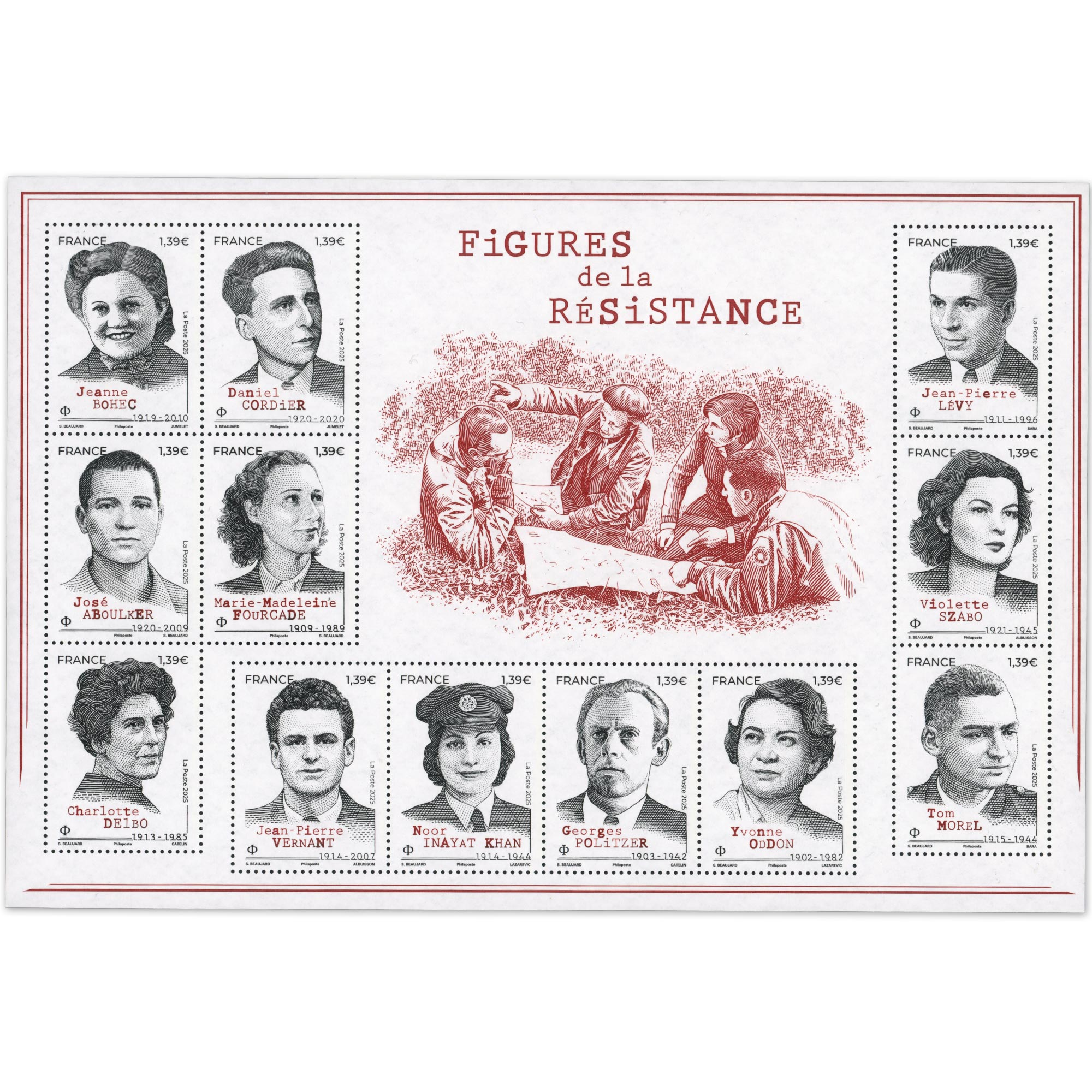 FRANCE ANNÉE 2025 BLOC-FEUILLET "FIGURES DE LA RÉSISTANCE" TIMBRES NEUFS