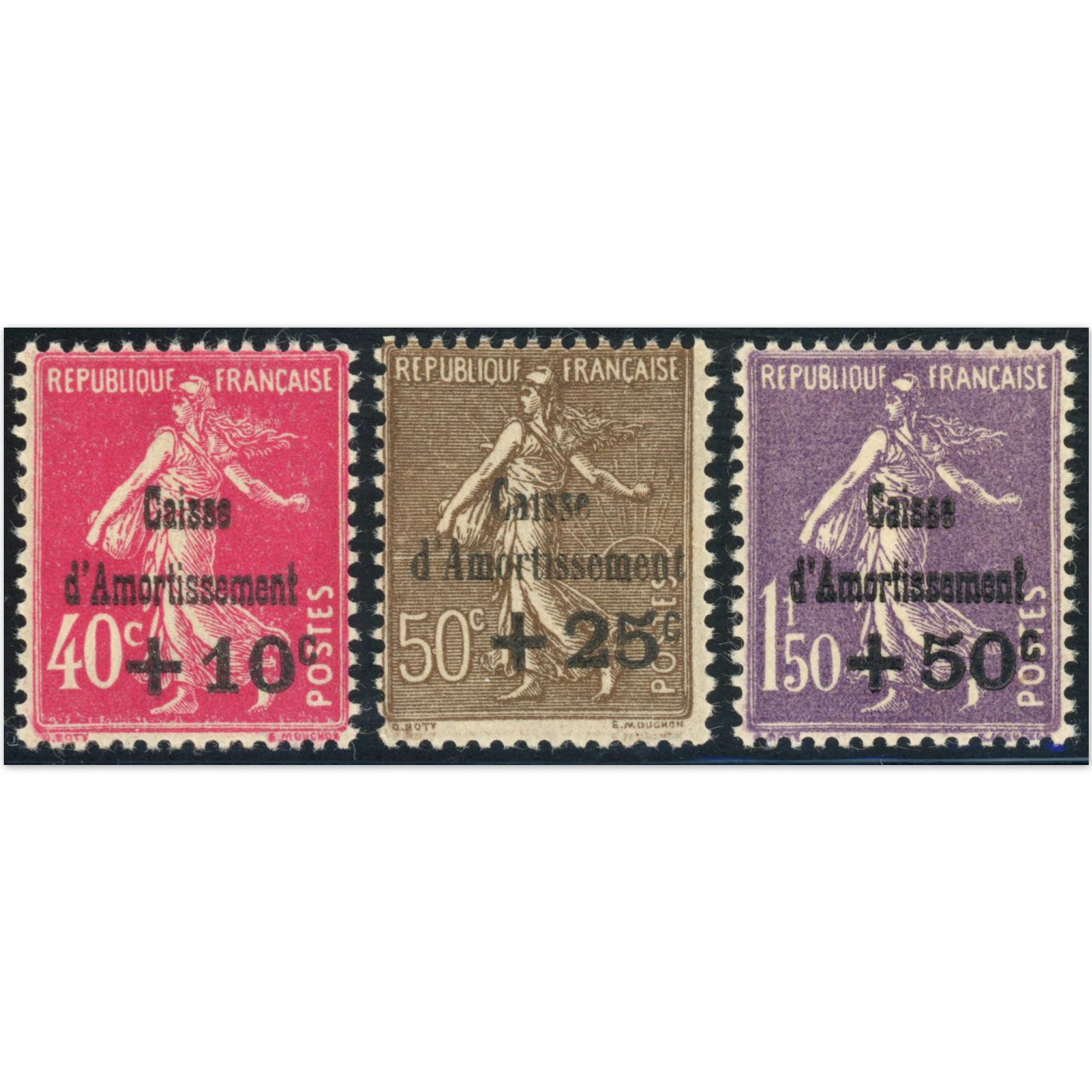 CAISSE AMORTISSEMENT N°266 À 268 TIMBRES DE FRANCE NEUFS** ANNÉE 1930 COTE 420€