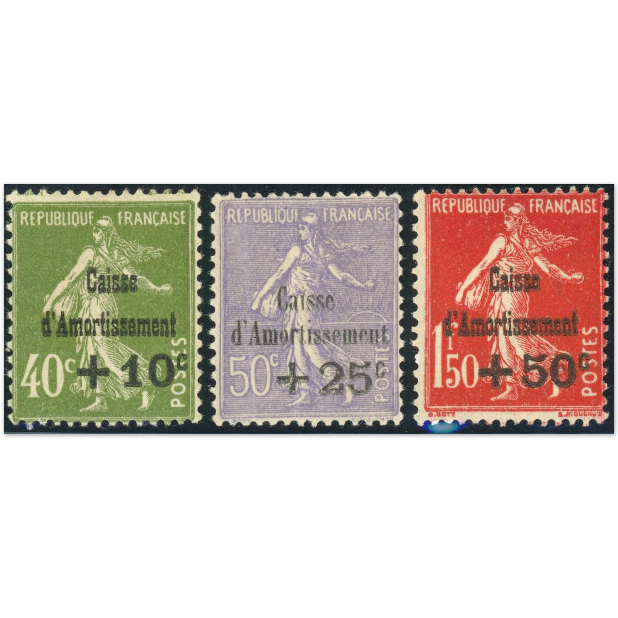 CAISSE AMORTISSEMENT N°275 À 277 TIMBRES DE FRANCE NEUFS** ANNÉE 1930 COTE 675€