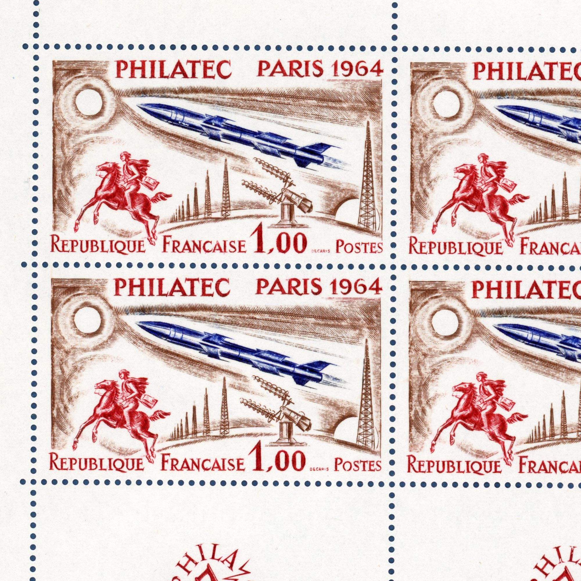 DEMI-BLOC PHILATEC DE 1964 N°1422 TIMBRES DE FRANCE NEUFS**, COTE 120€