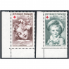 CROIX-ROUGE VARIÉTÉS COULEUR N°1366a ET 1367a TIMBRES NEUFS**, COTE 240€