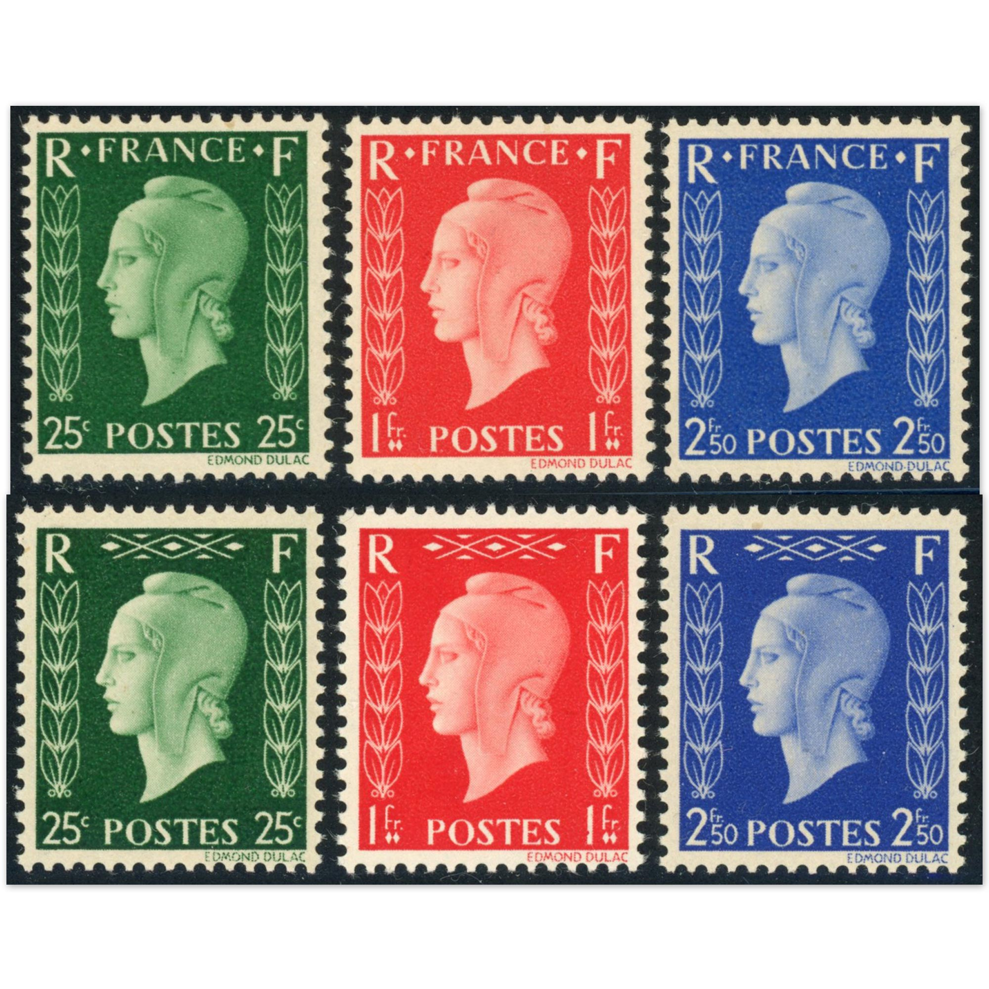 TIRAGE SPÉCIALE MARIANNE DE DULAC N°701A À 701F TIMBRES NEUFS** COTE 960€