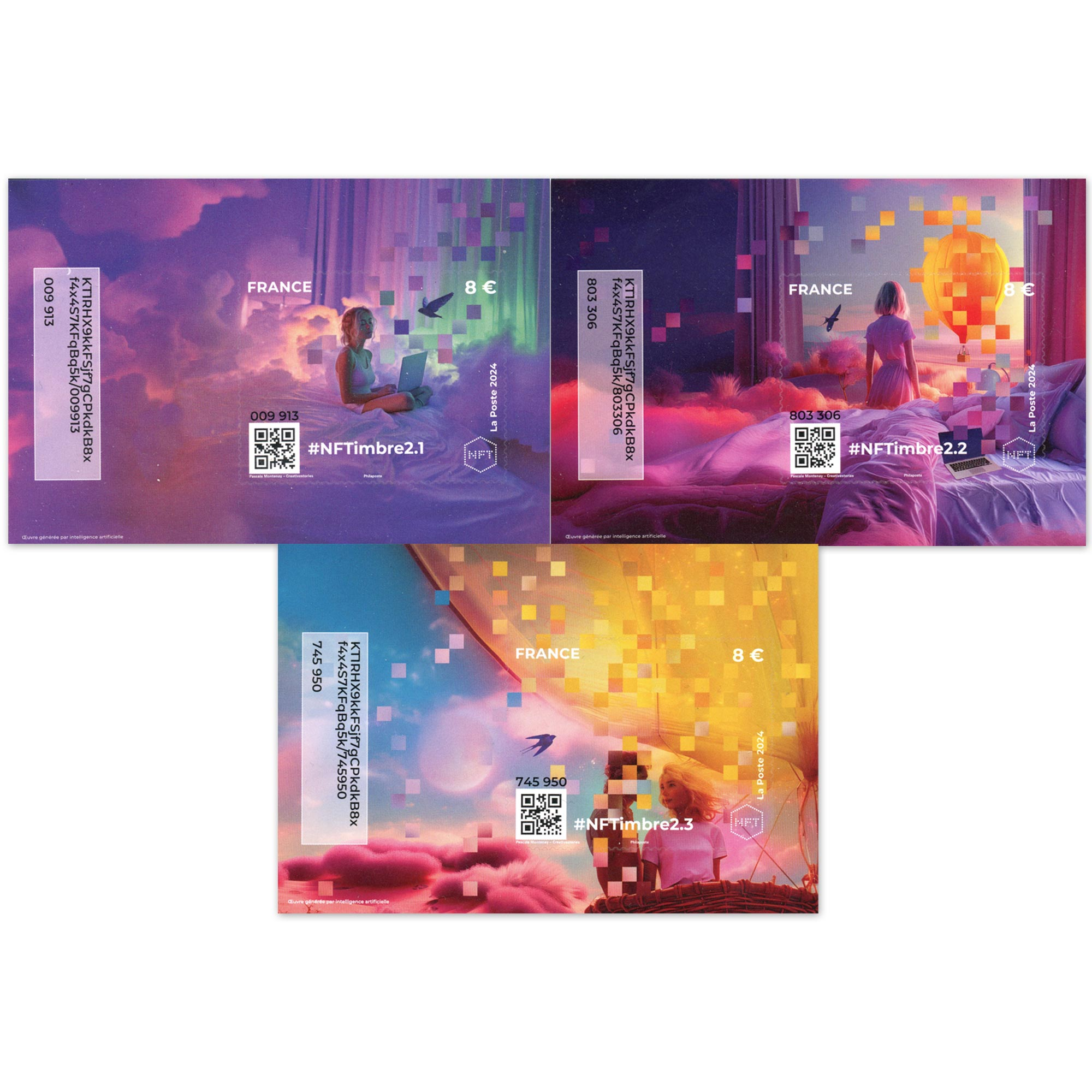 FRANCE 2024 NFT TIMBRES 2.1 / 2.2 / 2.3 NEUFS** SANS JETON VIRTUEL LUXE