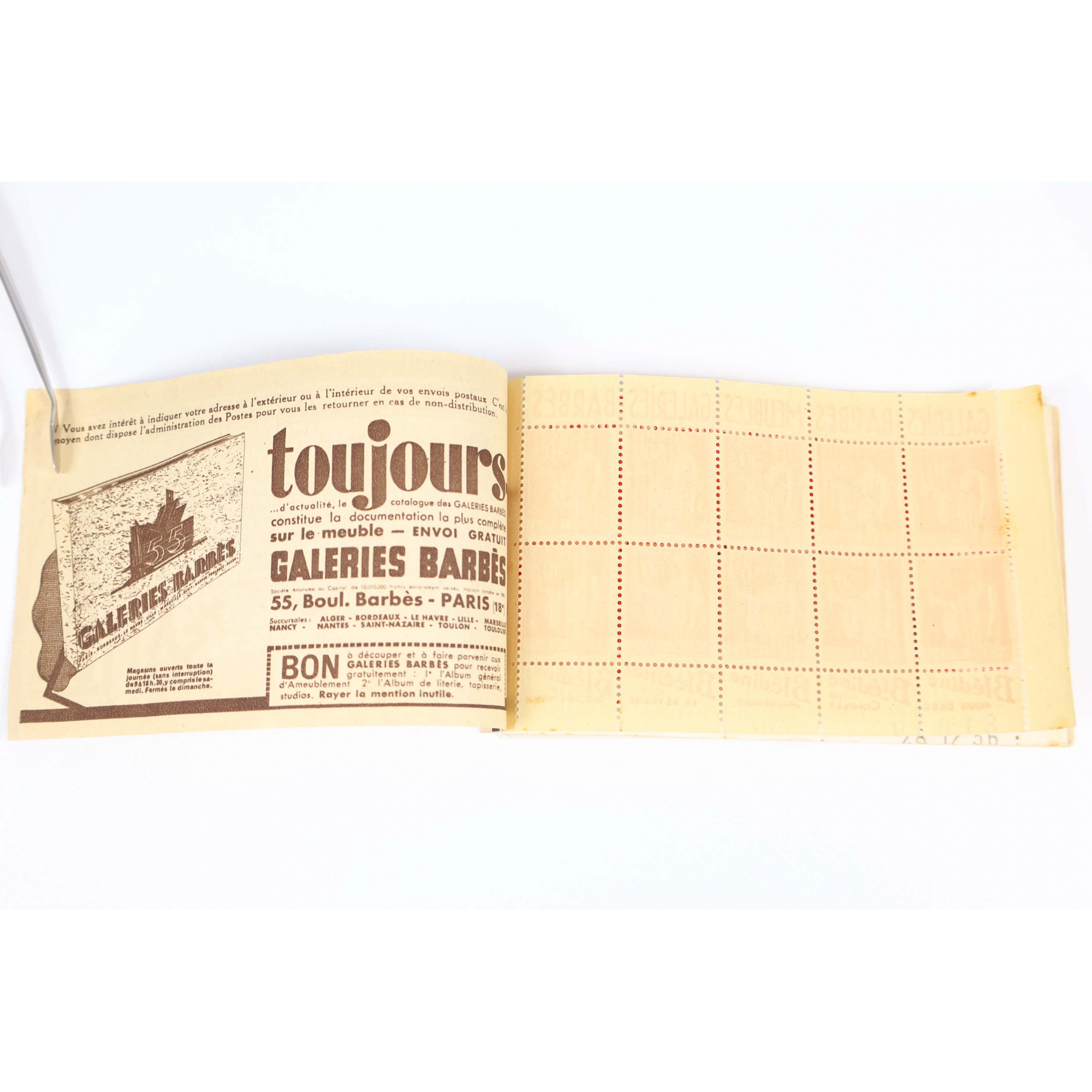 CARNET ANCIEN N°283-C61 TIMBRES DE FRANCE NEUFS TYPE PAIX COTE 520€ RARE