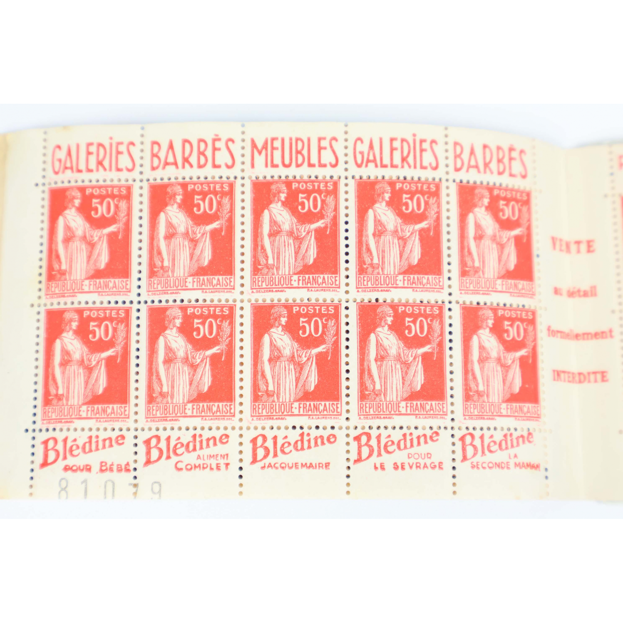 CARNET ANCIEN N°283-C61 TIMBRES DE FRANCE NEUFS TYPE PAIX COTE 520€ RARE