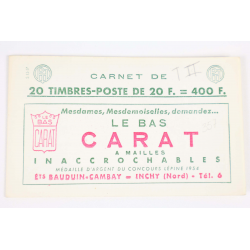 CARNET ANCIEN N°1011B-C37 TIMBRES DE FRANCE NEUFS TYPE MULLER COTE 800€ RARE