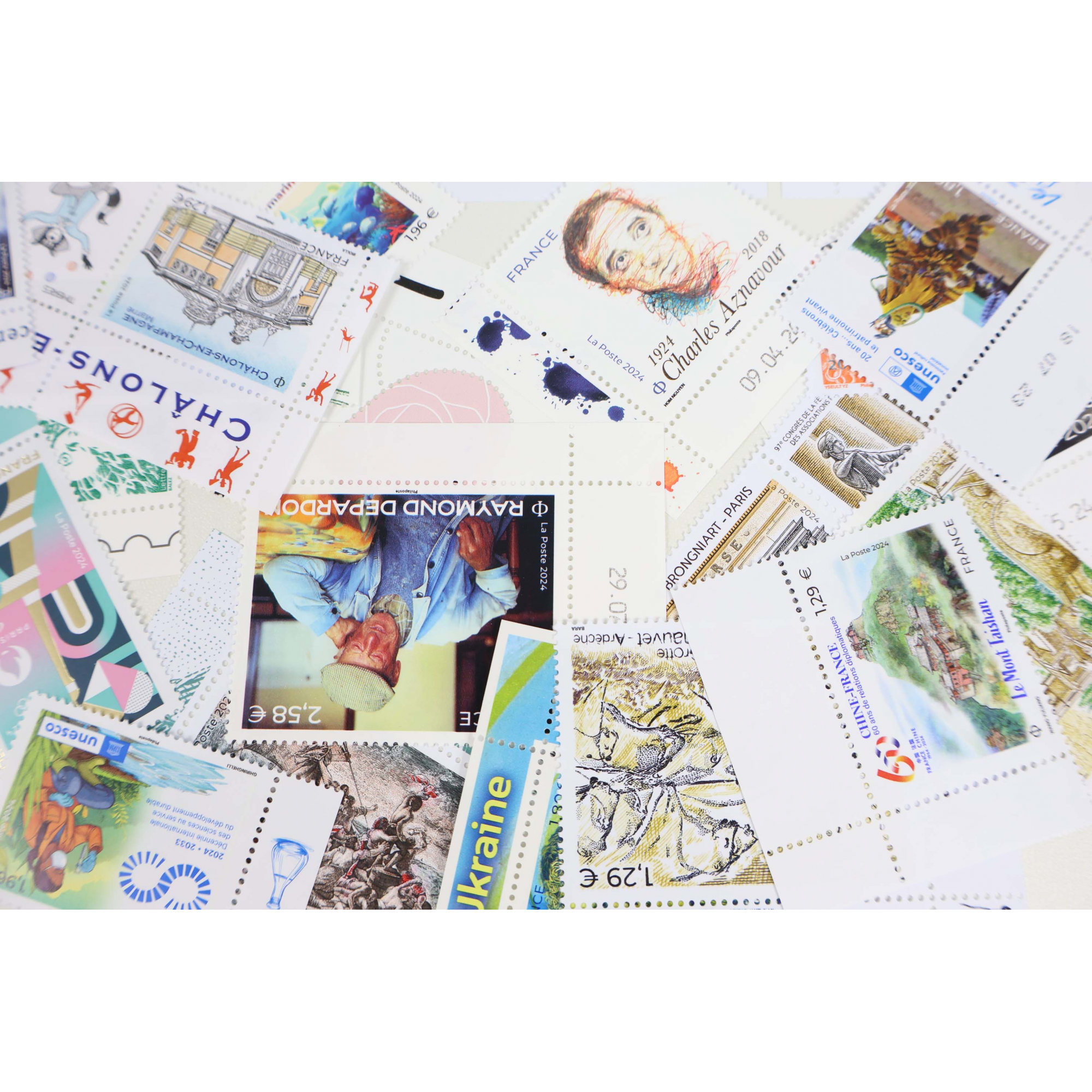ANNÉE 2024 LOT DE TIMBRES DE FRANCE NEUFS** AVEC BORD DE FEUILLE PRIX ACHAT 205€