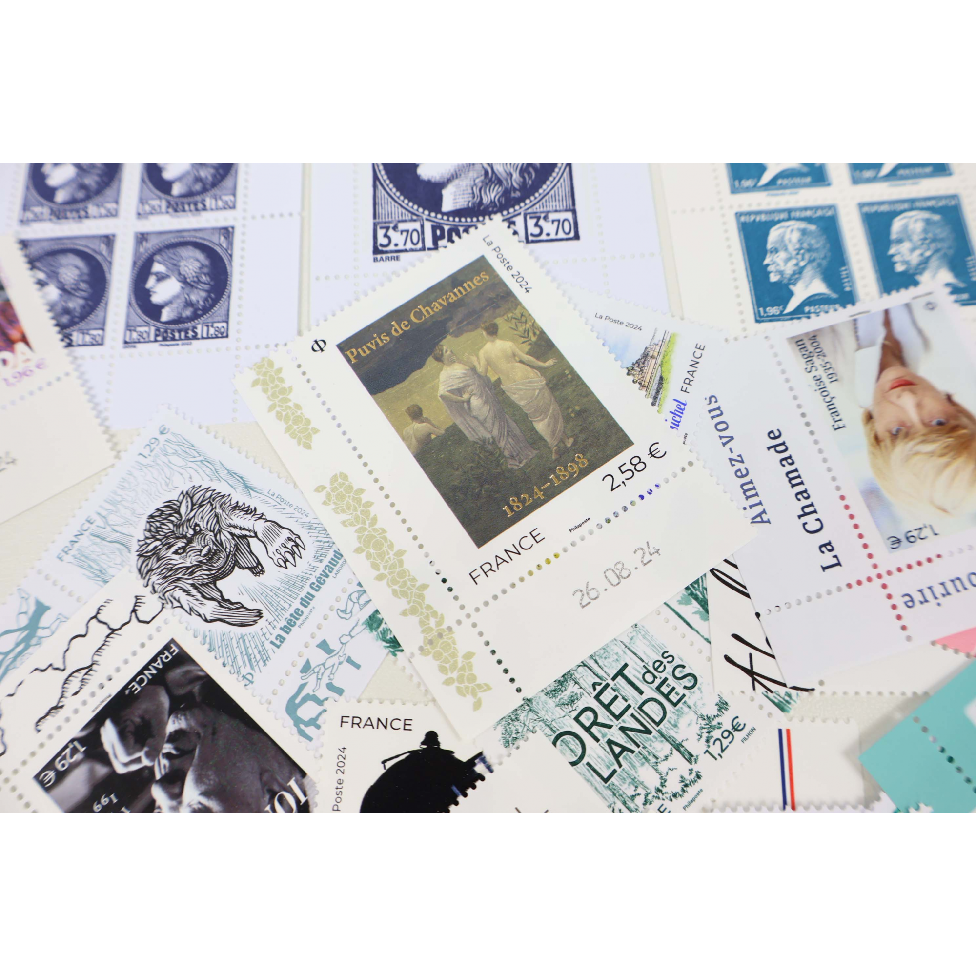 ANNÉE 2024 LOT DE TIMBRES DE FRANCE NEUFS** AVEC BORD DE FEUILLE PRIX ACHAT 205€