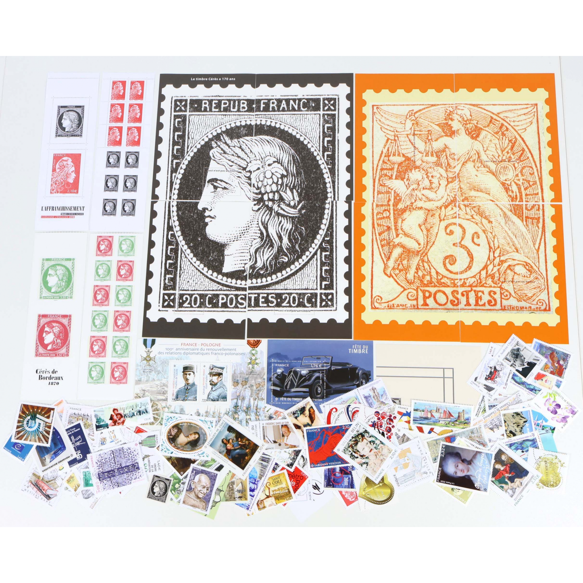 ANNÉES 2019/2020 LOT DE TIMBRES MODERNE DE FRANCE NEUFS**, FACIALE 169€