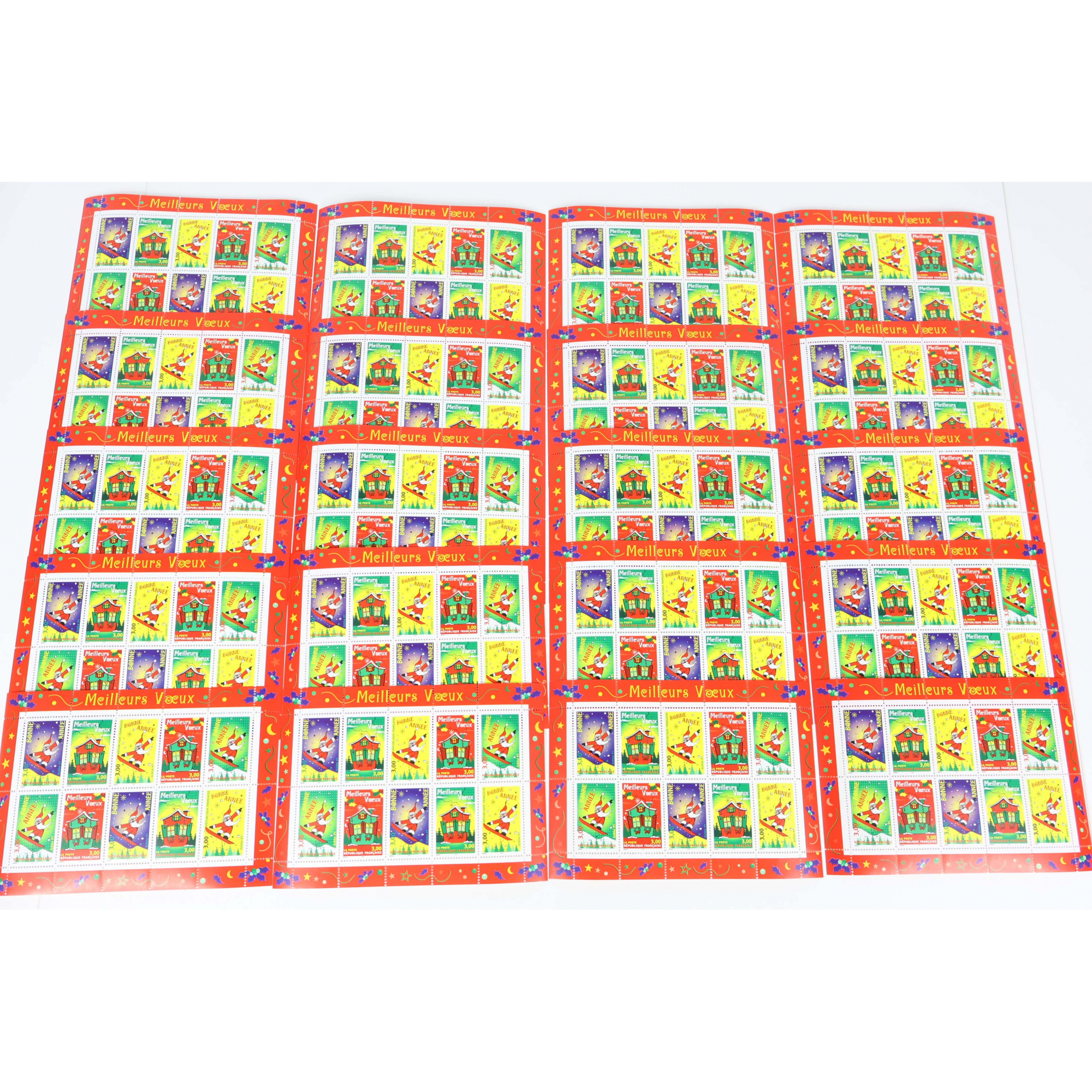 LOT 20 BLOCS N° 21 MEILLEURS VOEUX, TIMBRES NEUFS** 3 FRANCS VALEUR FACIALE 91.46€