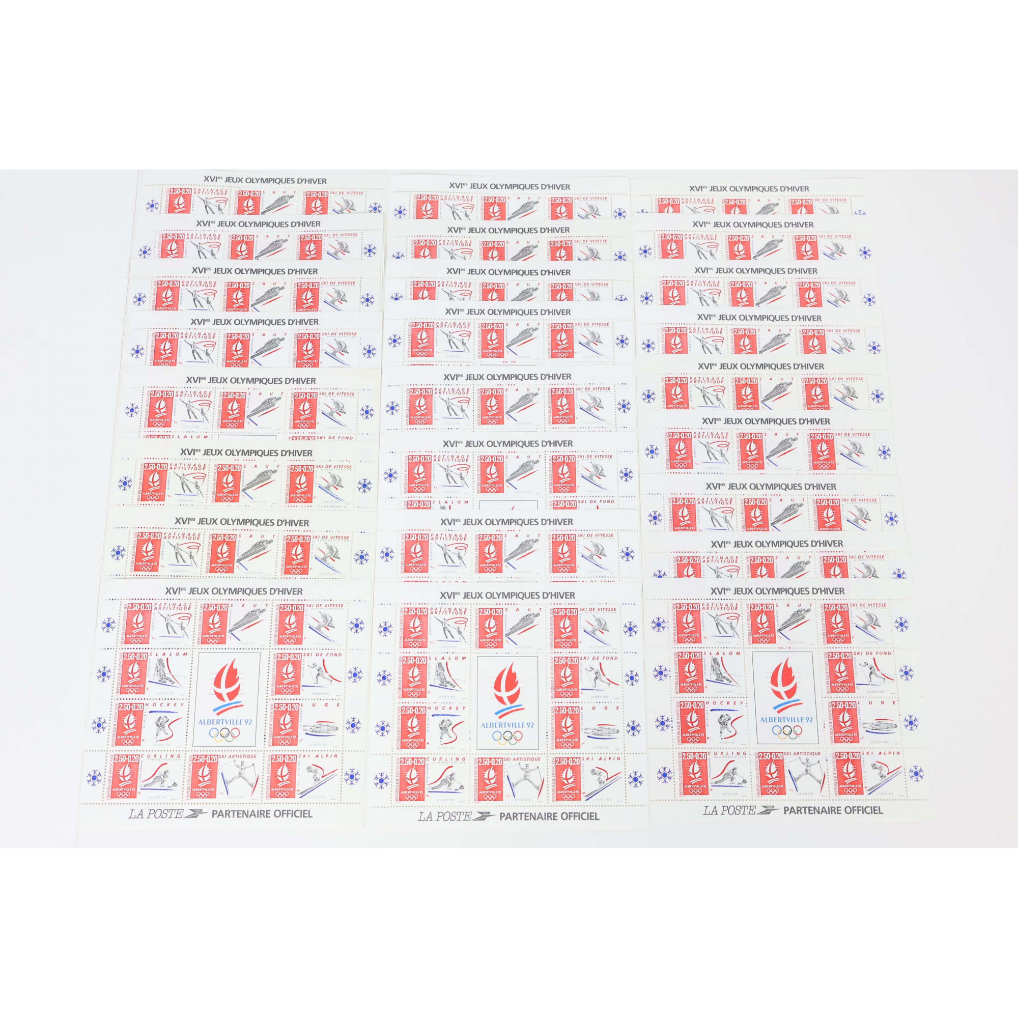 LOT 25 BLOCS N° 14 ALBERTVILLE 92, TIMBRES NEUFS** 2.50 FRANCS FACIALE 95.28€