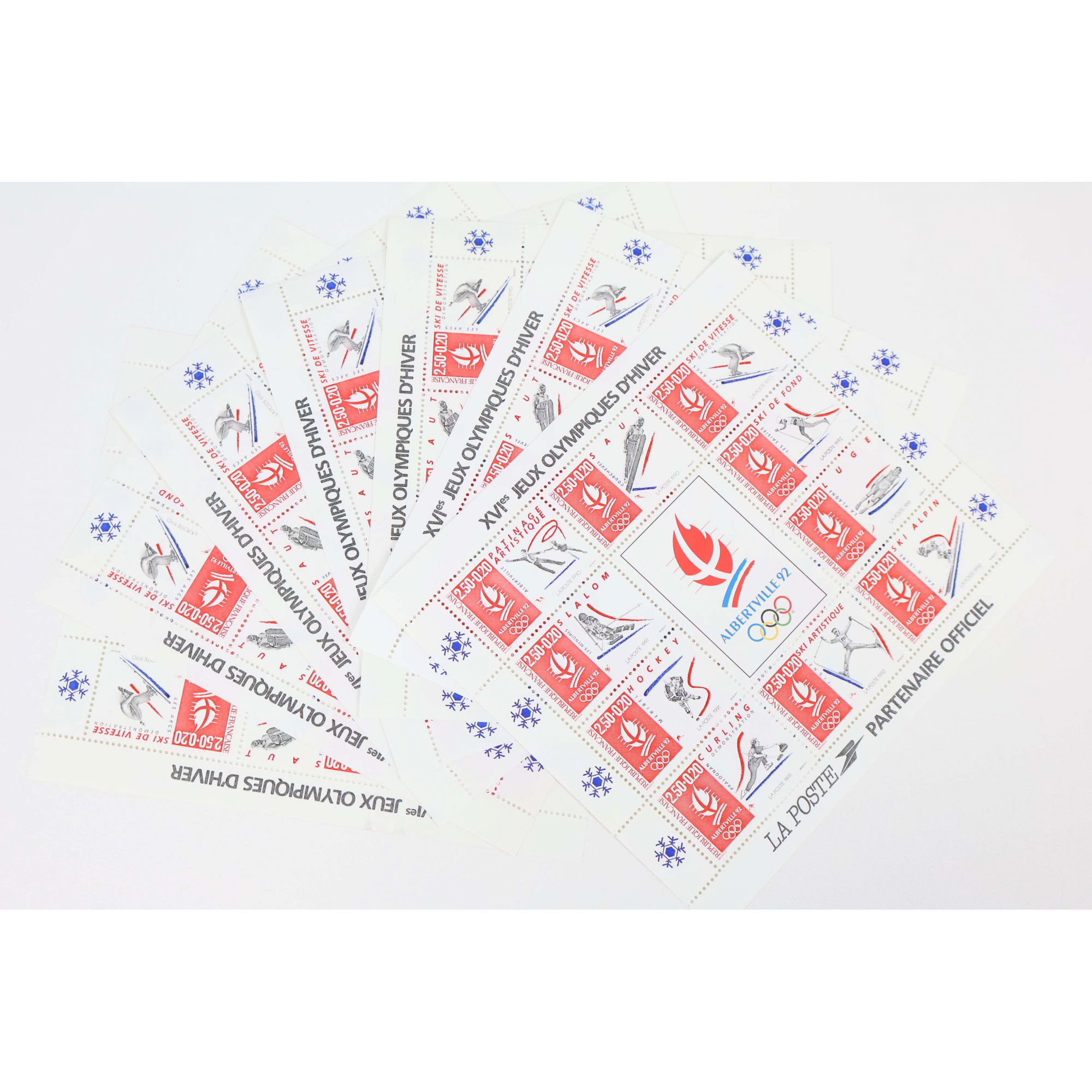 LOT 25 BLOCS N° 14 ALBERTVILLE 92, TIMBRES NEUFS** 2.50 FRANCS FACIALE 95.28€