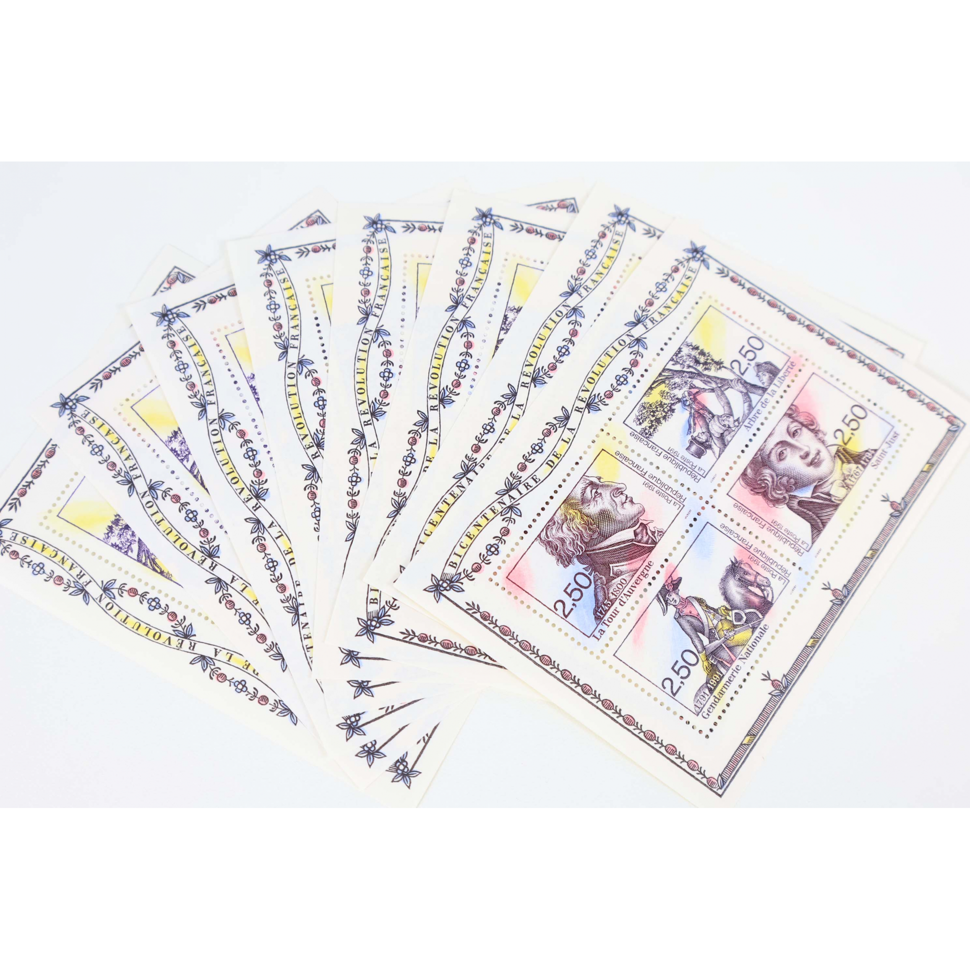 LOT 40 BLOCS N° 13 BICENTENAIRE RÉVOLUTION, TIMBRES NEUFS** 2.50 FRANCS VF 60.97€