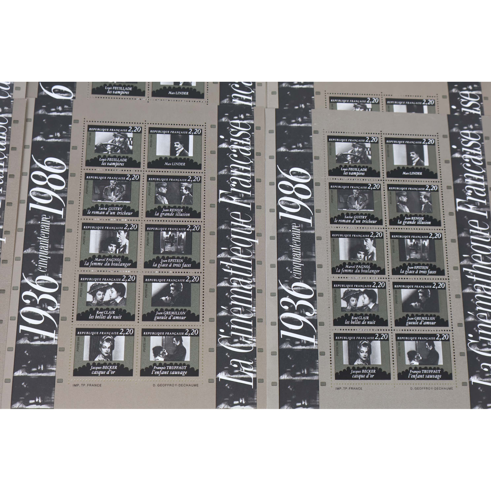LOT 30 BLOCS N° 9 CINÉMATHÈQUE, TIMBRES NEUFS** 2.20 FRANCS FACIALE 100.61€