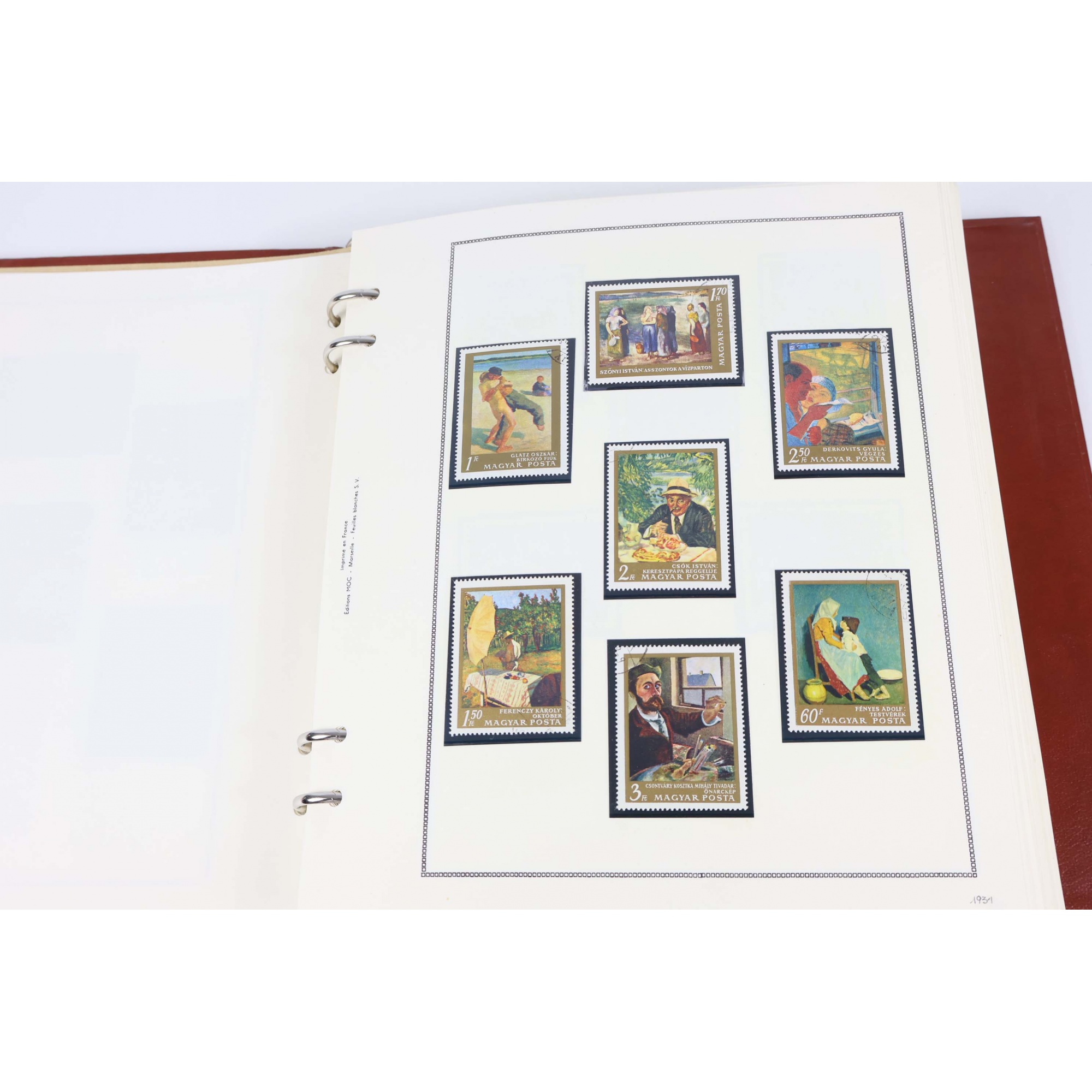 COLLECTION DE TIMBRES THÉMATIQUE DES TABLEAUX, DIVERS PAYS DU MONDE, ALBUM MOC