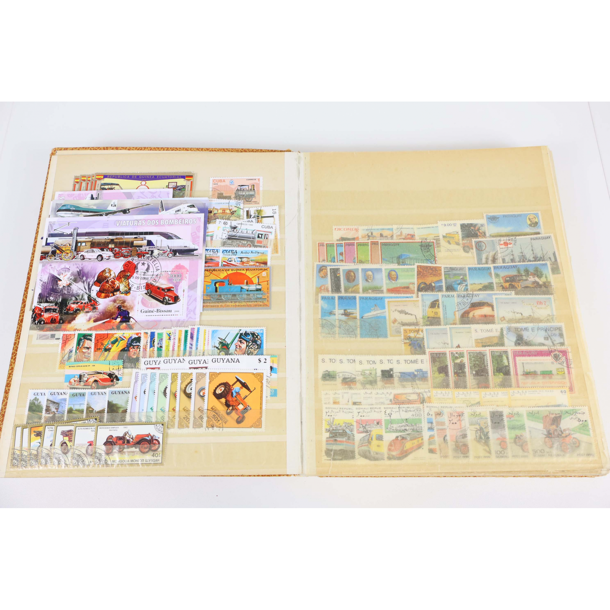 COLLECTION DE TIMBRES THÉMATIQUES TRANSPORTS/TABLEAUX/ESPACE/SPORTS, DIVERS PAYS