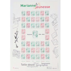 FRANCE FEUILLE N°F4774B "MARIANNE ET LA JEUNESSE" FEUILLE MULTITECHNIQUE DE 2013 SURCHARGÉE