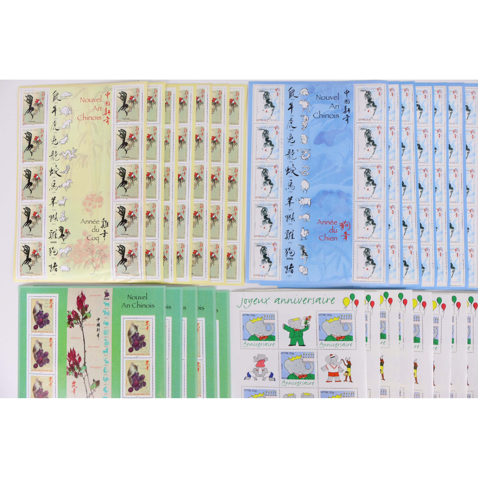 LOT 340 TIMBRES À VALIDITÉ PERMANENTE FRANCE POUR AFFRANCHIR LETTRES 20G