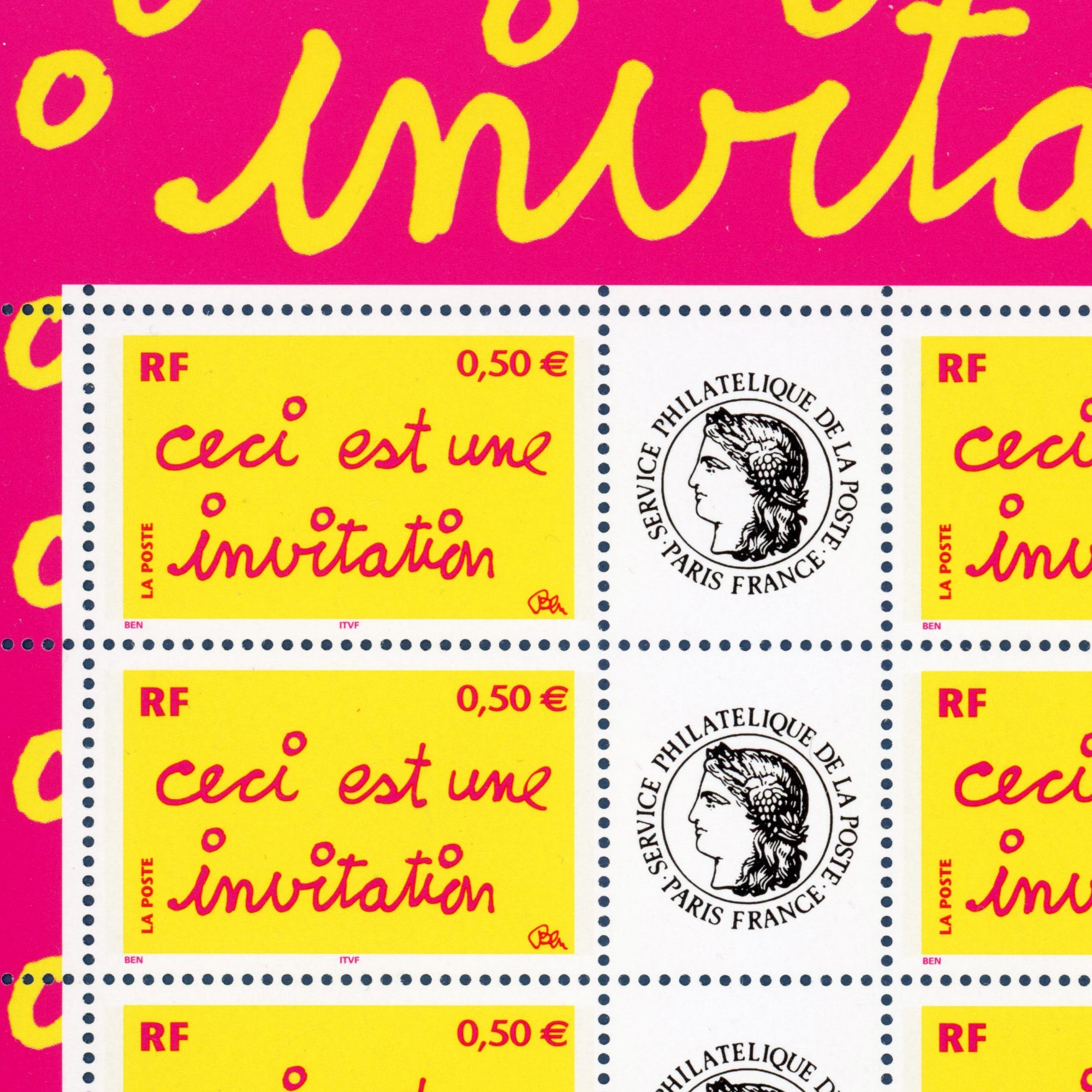 FEUILLE N°F3636A TIMBRES PERSOS GOMME BRILLANTE "CECI EST UNE INVITATION" CÉRÈS