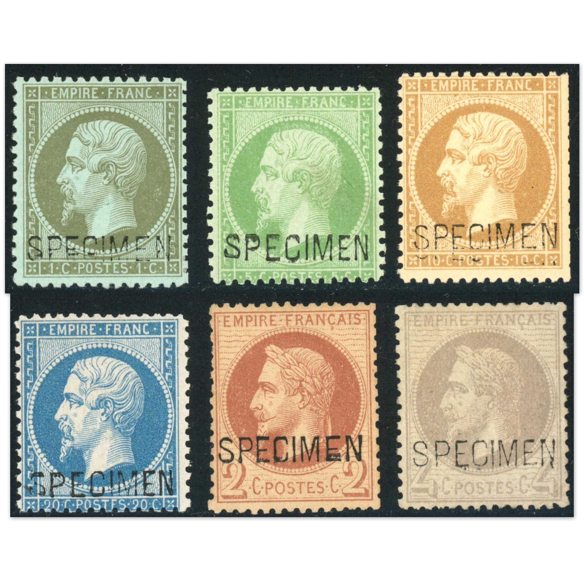 FRANCE SURCHARGE SPECIMEN COTE 3030€ TIMBRES NEUFS CLASSIQUES SIGNÉS BRUN, RARE