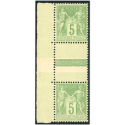 TYPE SAGE PAIRE VERTICALE N°106a TIMBRE DE FRANCE 5c VERT-JAUNE COTE 210€