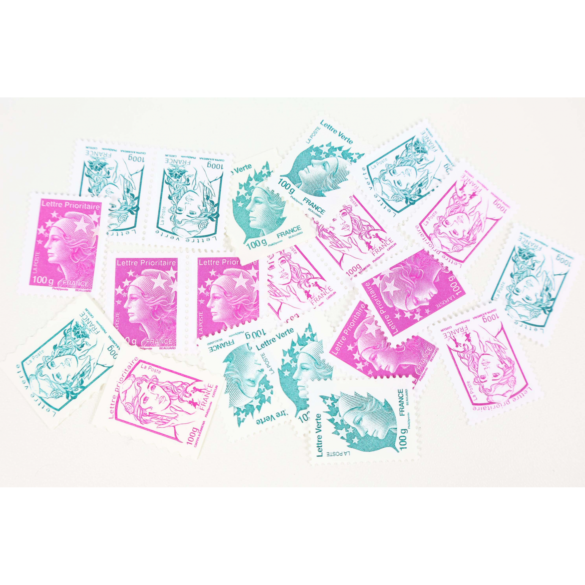 FRANCE LOT 20 TIMBRES A VALIDITÉS PERMANENTES POUR LETTRES 100G, VP MARIANNES