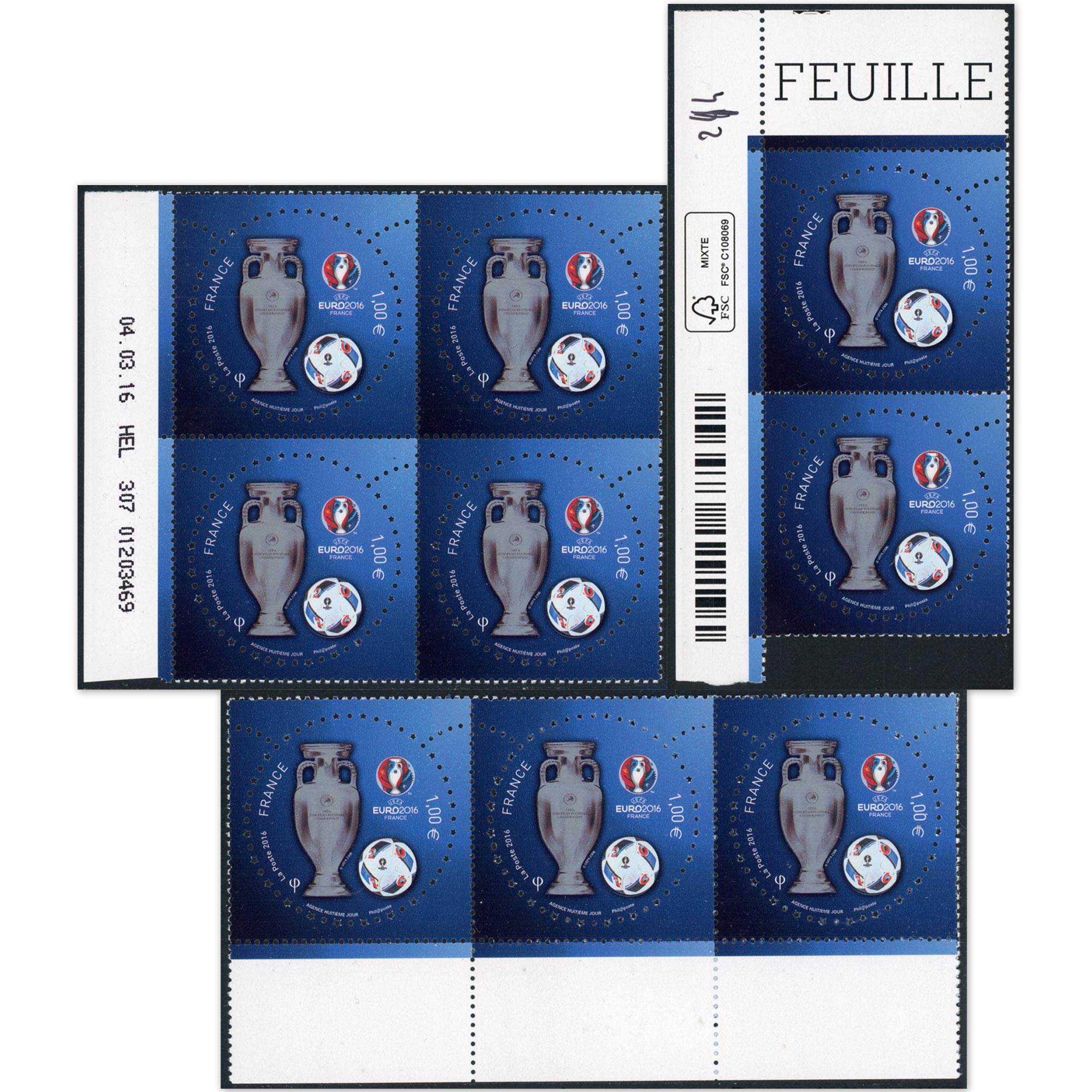 LOT DE 9 TIMBRES DE FRANCE UEFA N°5039 1 EURO NEUFS** BDF QUALITE LUXE