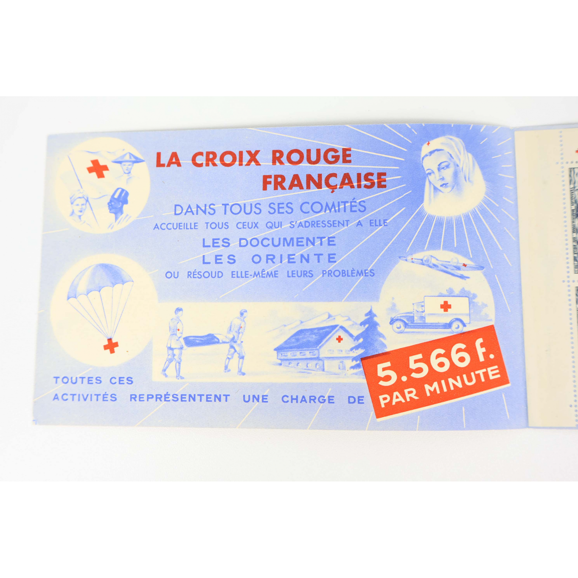 CARNET CROIX-ROUGE DE 1952 AVEC PUBLICITÉ TIMBRES DE FRANCE NEUFS** COTE 550€