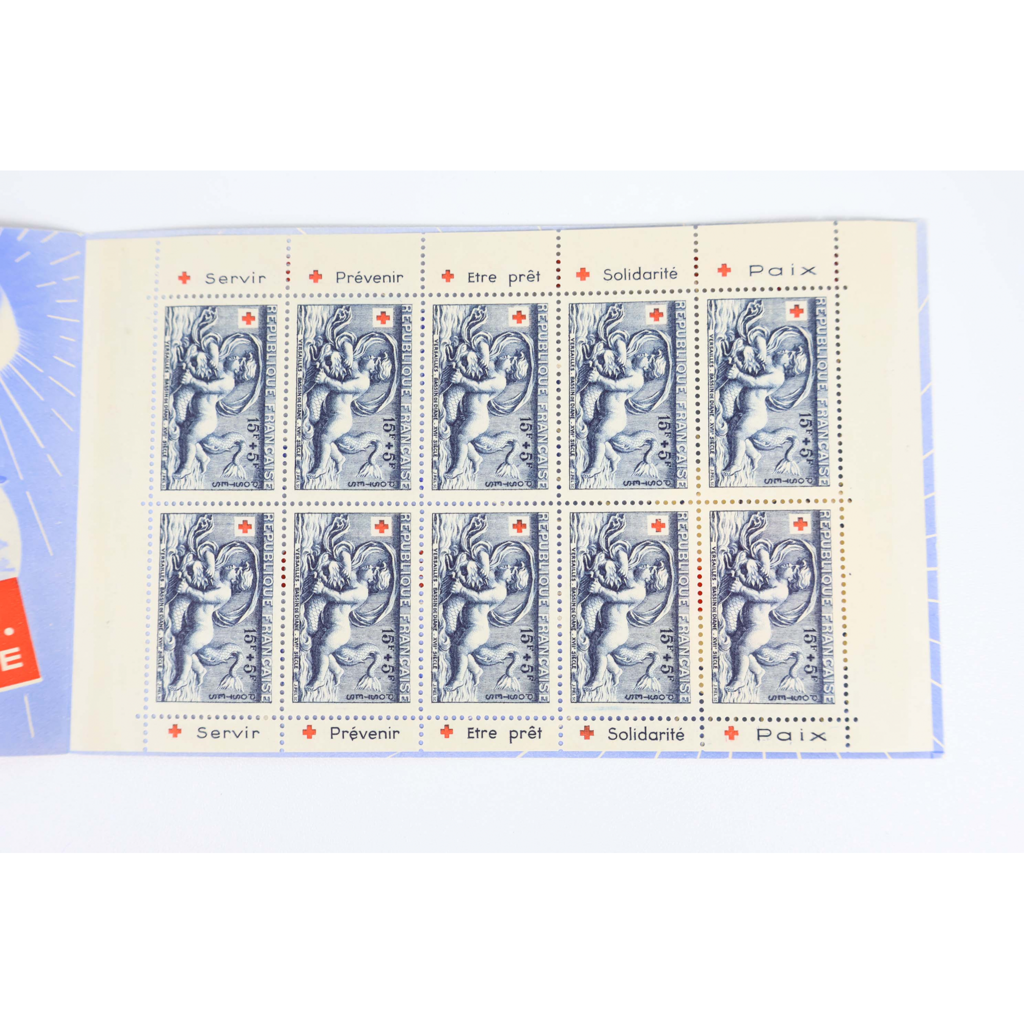 CARNET CROIX-ROUGE DE 1952 AVEC PUBLICITÉ TIMBRES DE FRANCE NEUFS** COTE 550€