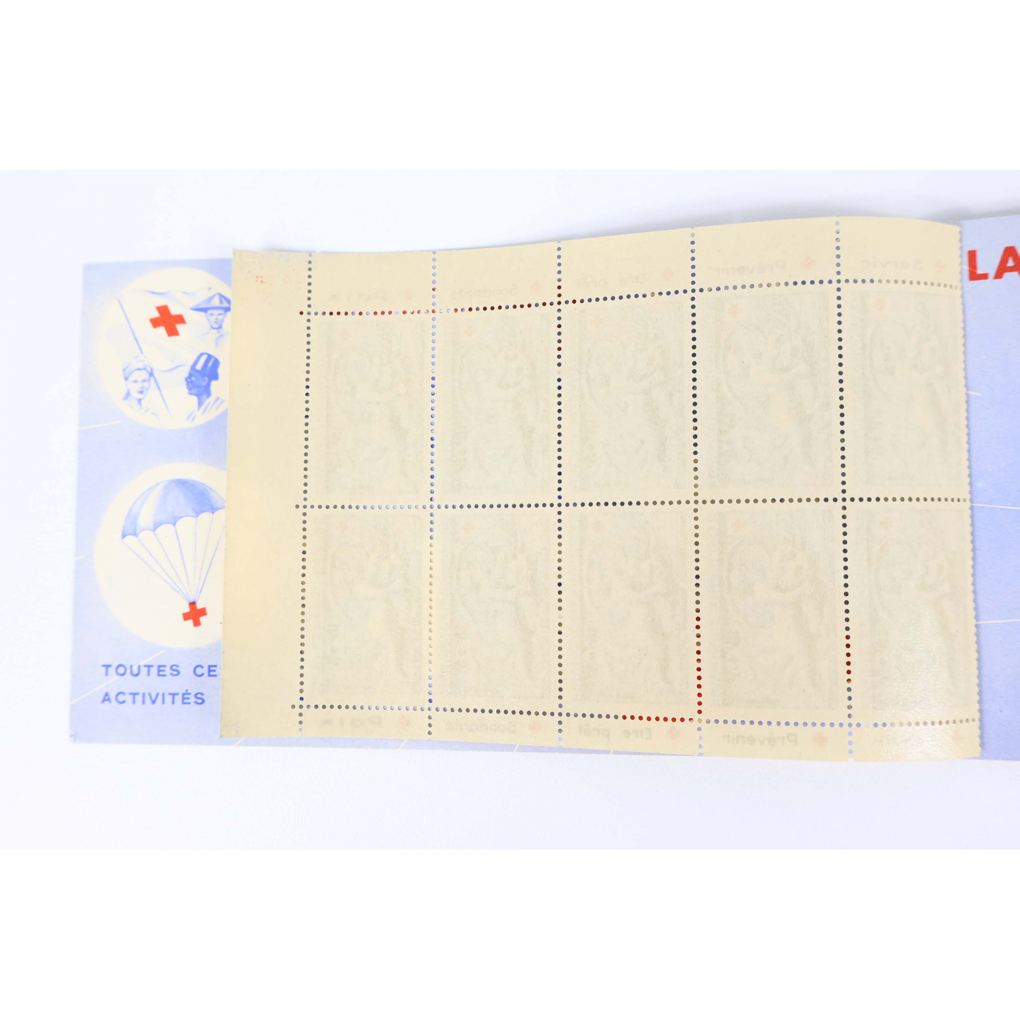 CARNET CROIX-ROUGE DE 1952 AVEC PUBLICITÉ TIMBRES DE FRANCE NEUFS** COTE 550€