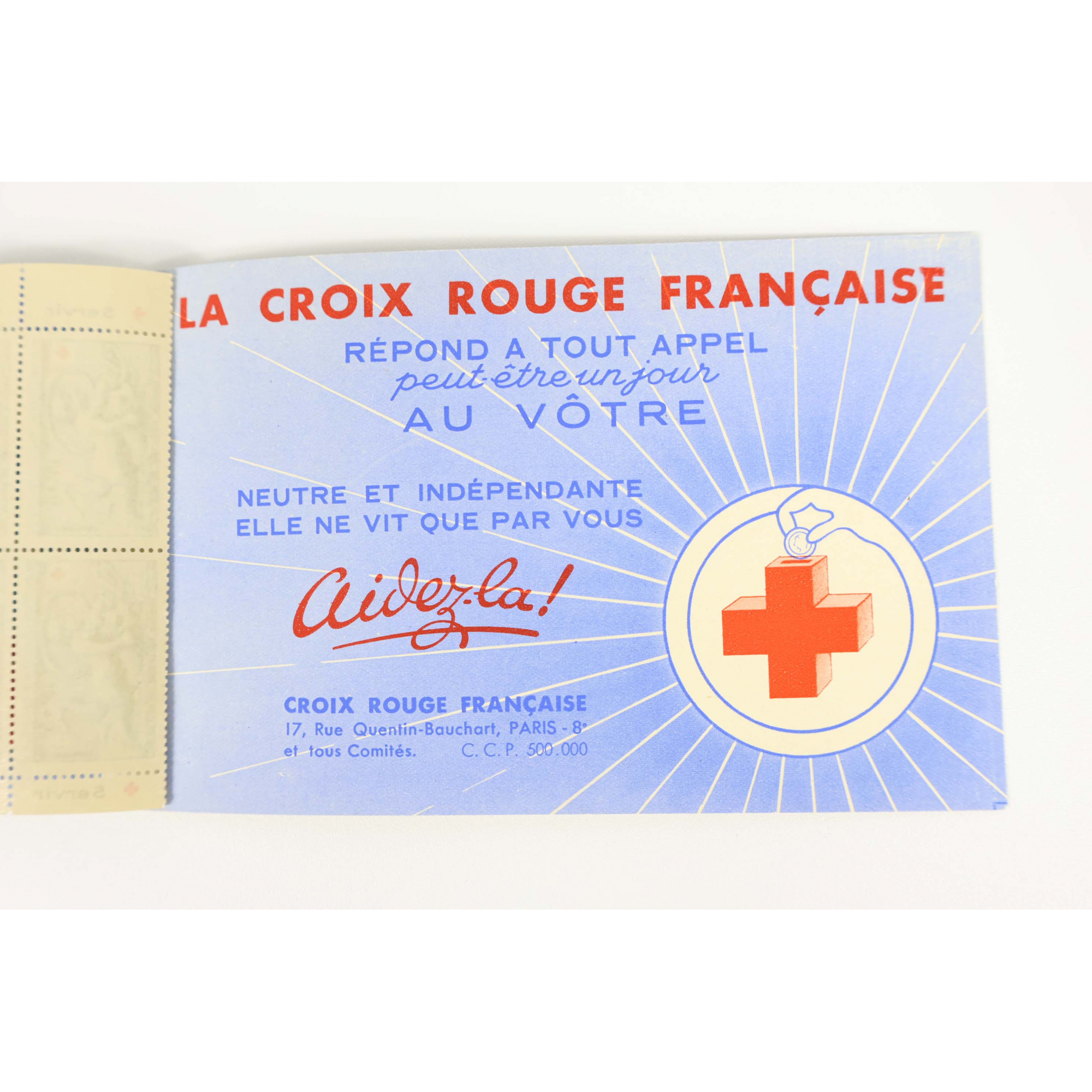 CARNET CROIX-ROUGE DE 1952 AVEC PUBLICITÉ TIMBRES DE FRANCE NEUFS** COTE 550€
