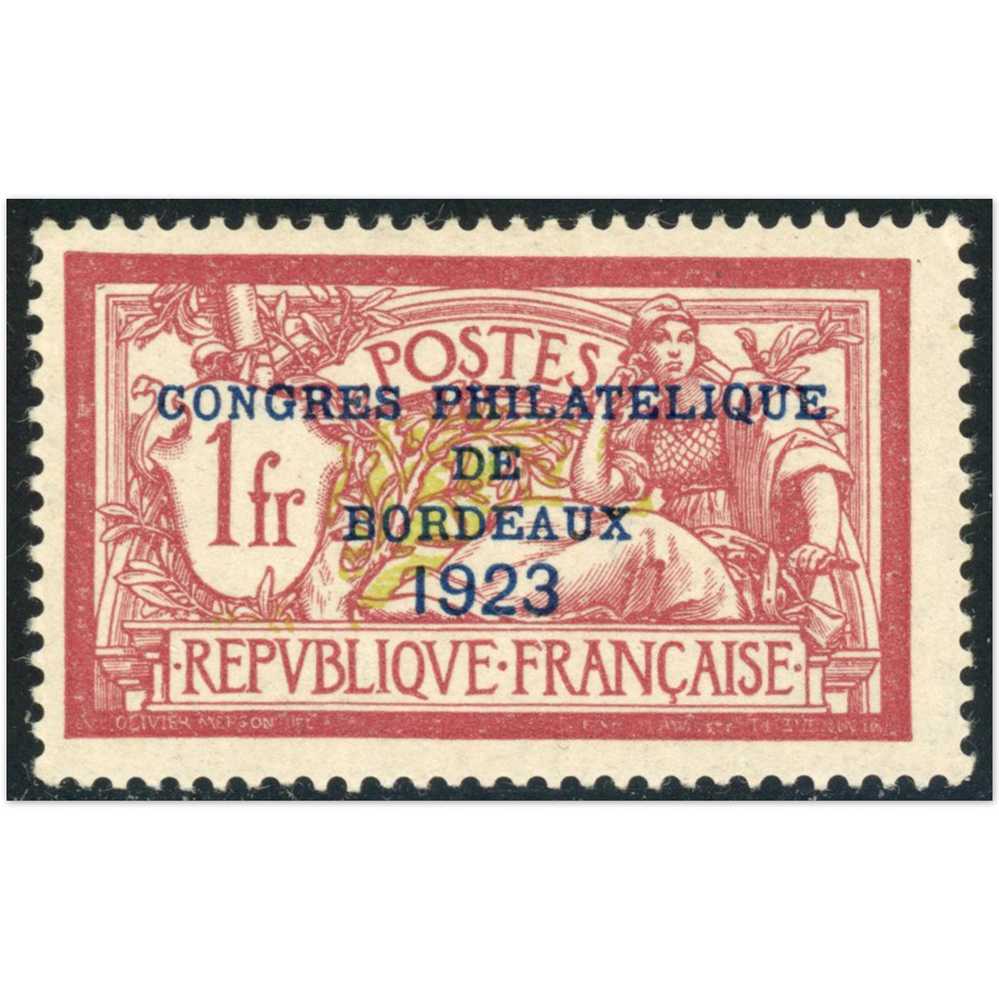 FRANCE N°182 SURCHARGÉ BORDEAUX TIMBRE NEUF* SIGNÉ BRUN COTE 600€ ANNÉE 1923
