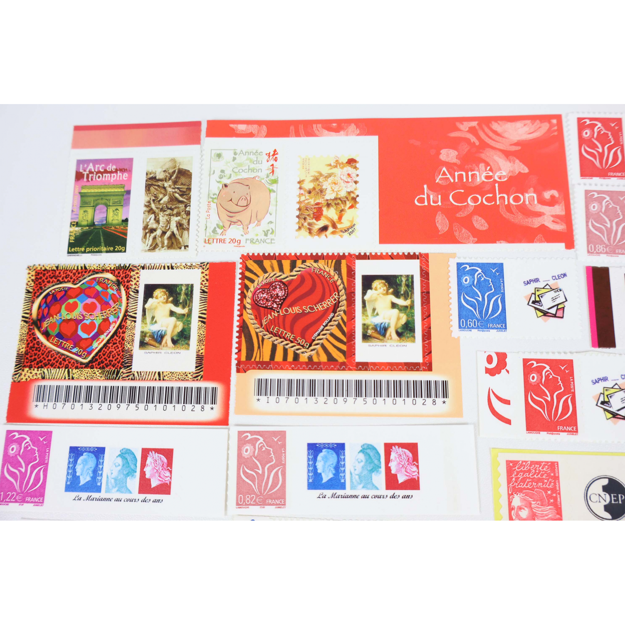 LOT DE TIMBRES PERSONNALISÉS AUTOADHÉSIFS DE FRANCE, COTE ÉLEVÉE + 400€