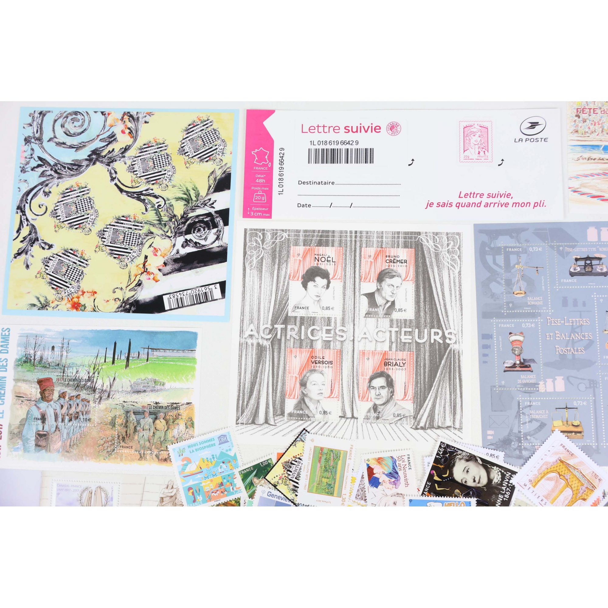 ANNÉES 2017-2018 LOT DE TIMBRES ET BLOCS MODERNES NEUFS** DE FRANCE FACIALE 154€