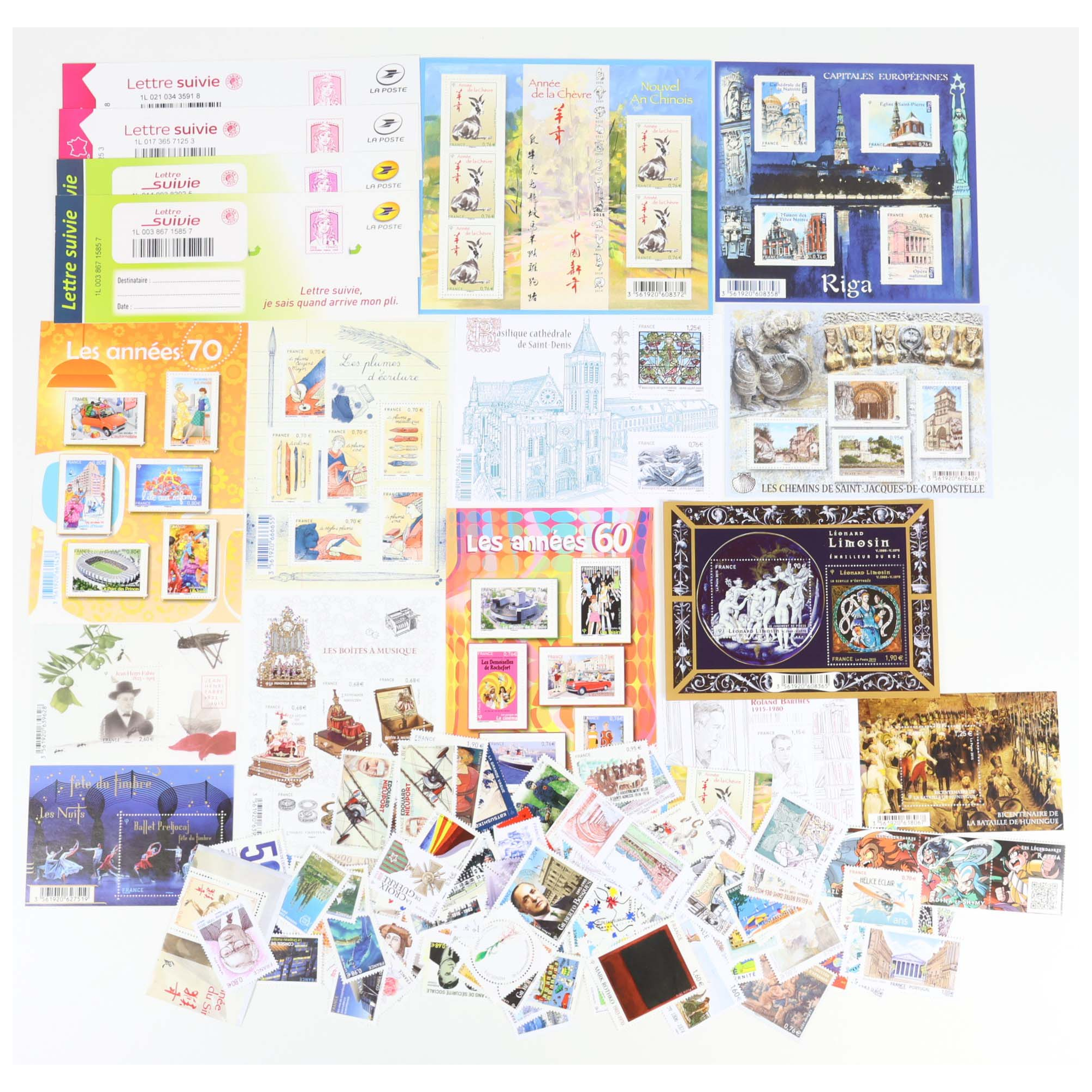 ANNÉES 2015-2016 LOT DE TIMBRES ET BLOCS MODERNES NEUFS** DE FRANCE FACIALE 166€