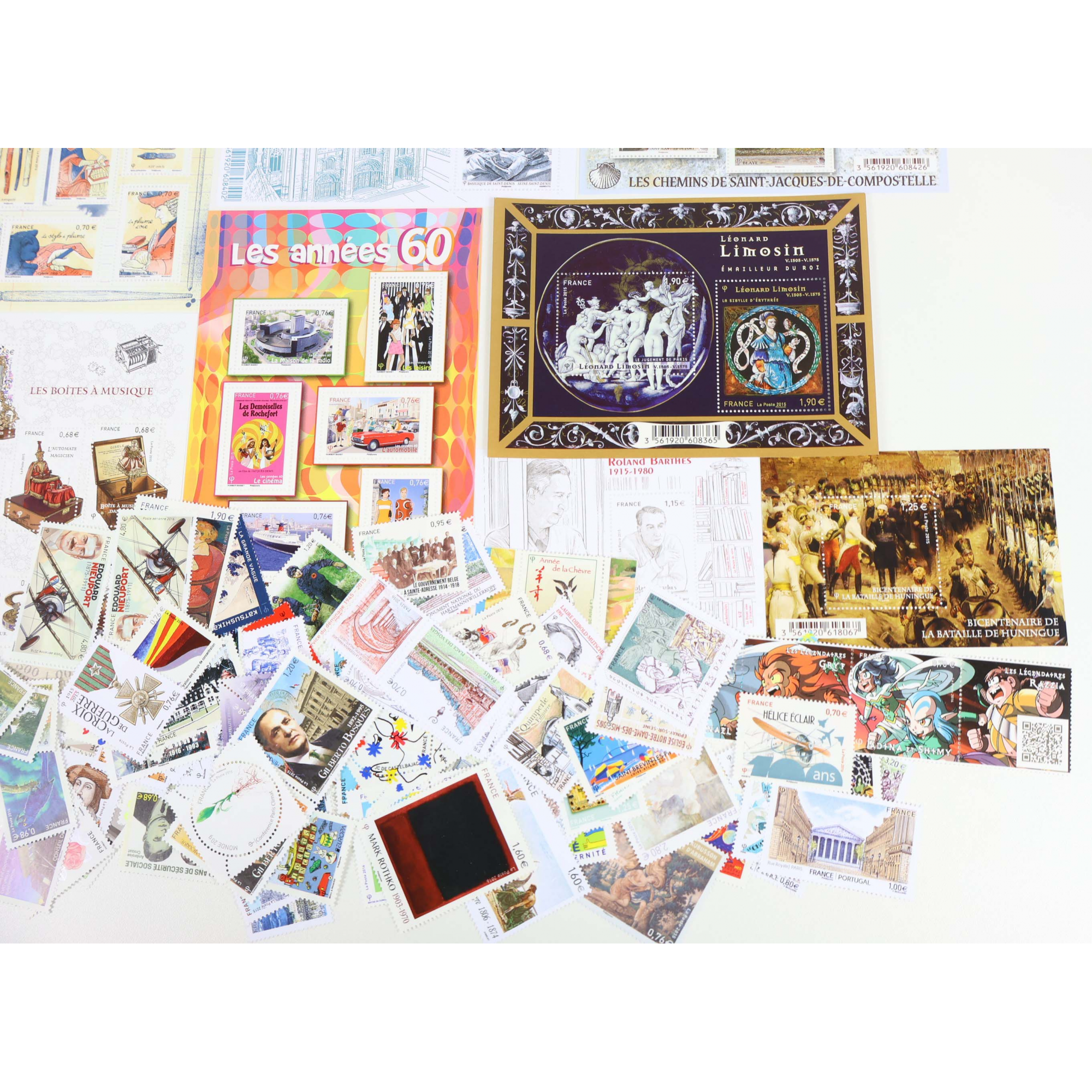 ANNÉES 2015-2016 LOT DE TIMBRES ET BLOCS MODERNES NEUFS** DE FRANCE FACIALE 166€