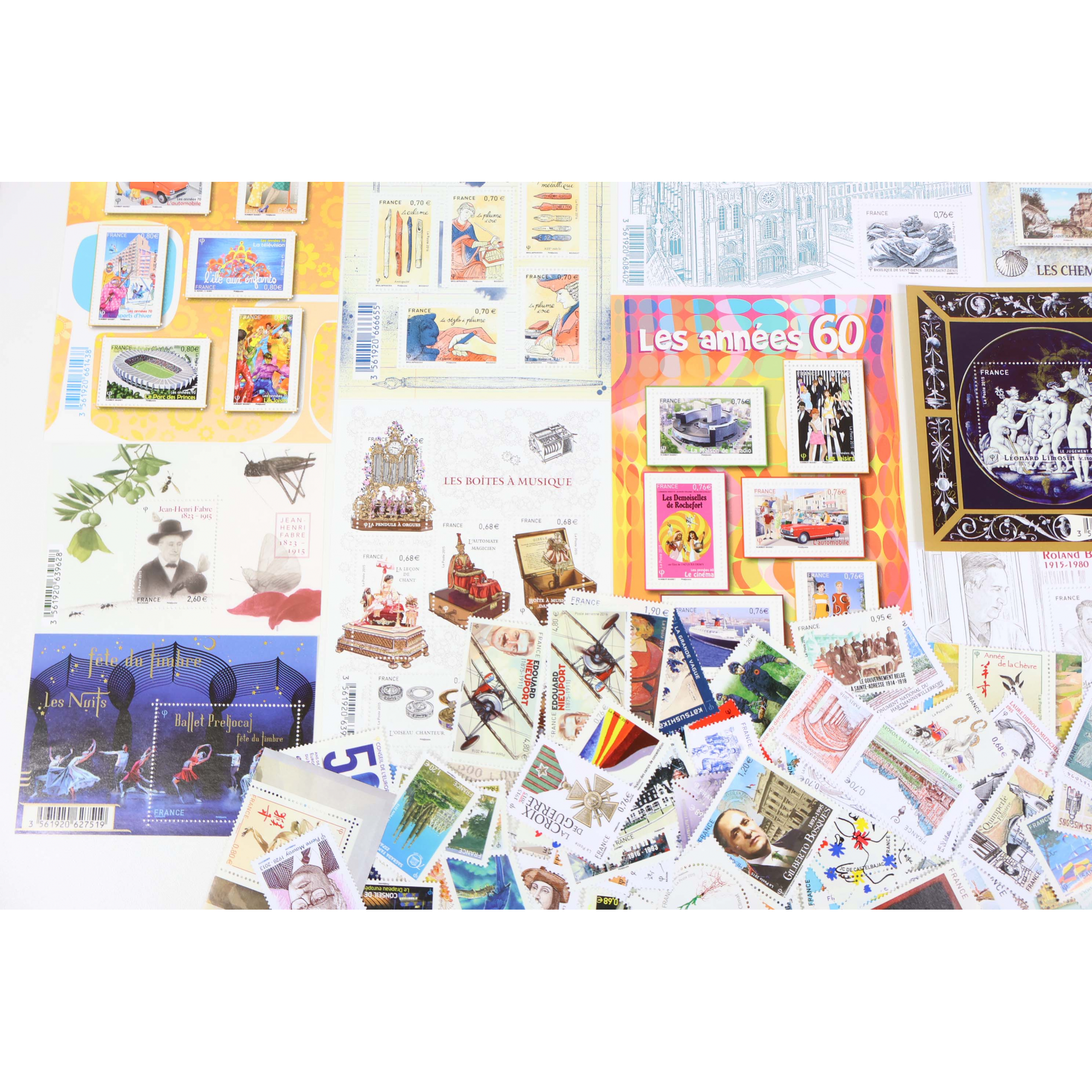 ANNÉES 2015-2016 LOT DE TIMBRES ET BLOCS MODERNES NEUFS** DE FRANCE FACIALE 166€