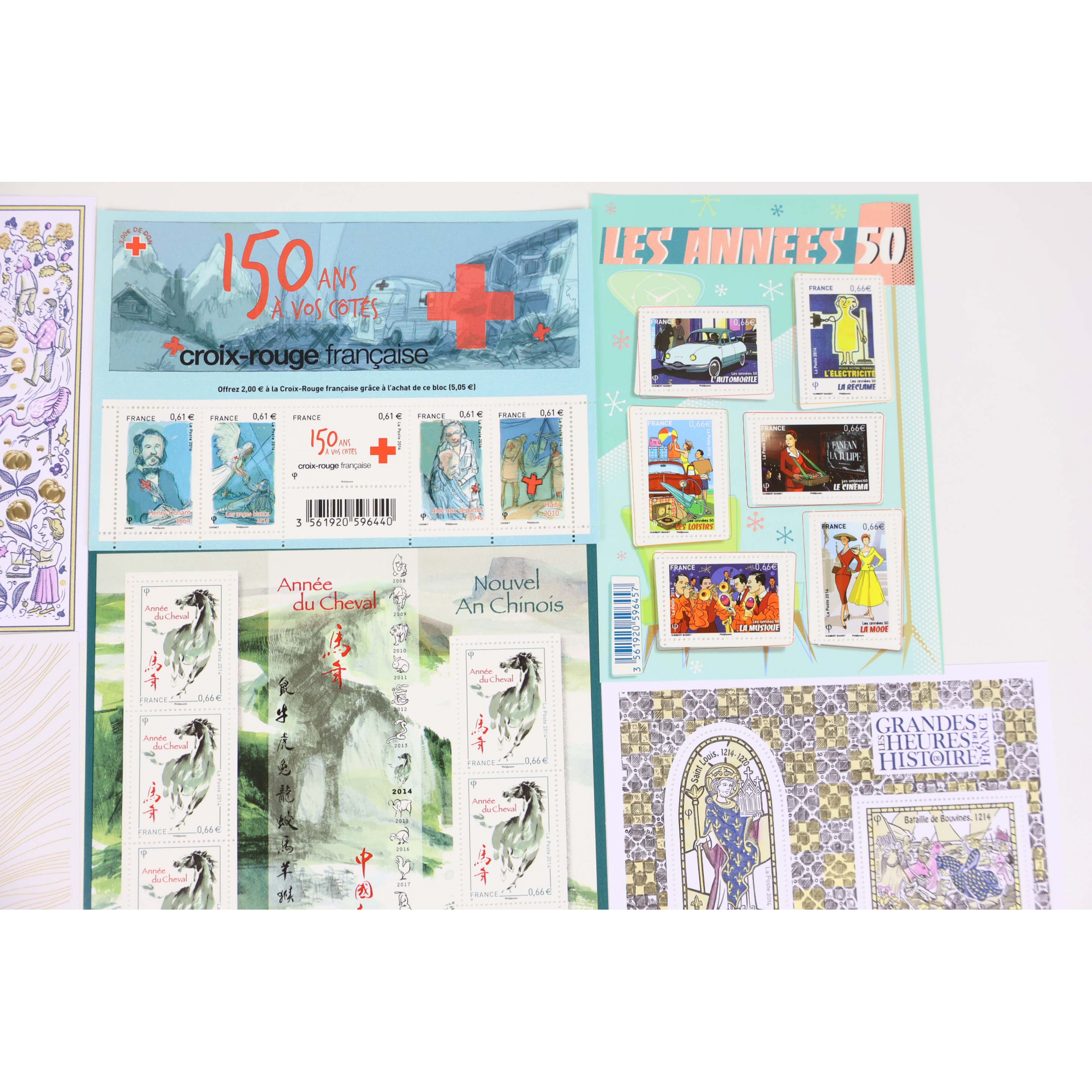 ANNÉE 2014 LOT DE TIMBRES/BLOCS-FEUILLETS MODERNES NEUFS** DE FRANCE FACIALE 77€