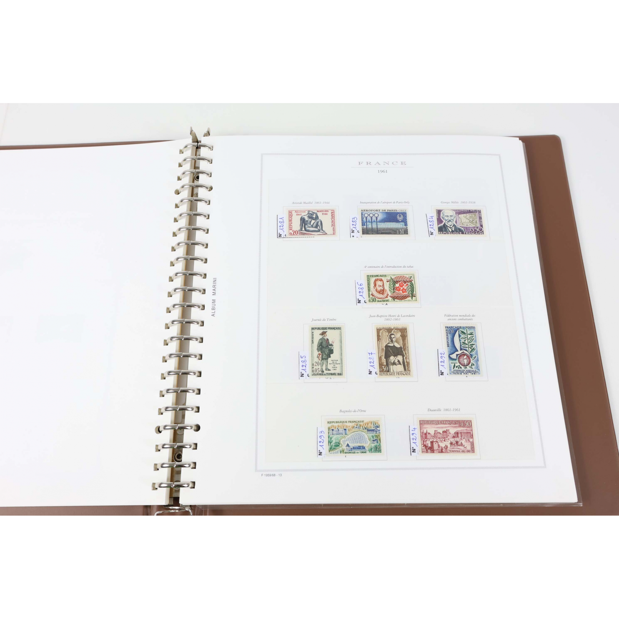 COLLECTION DE FRANCE DE 1959 À 1969 CLASSEUR HAUT DE GAMME MARINI TIMBRES NEUFS