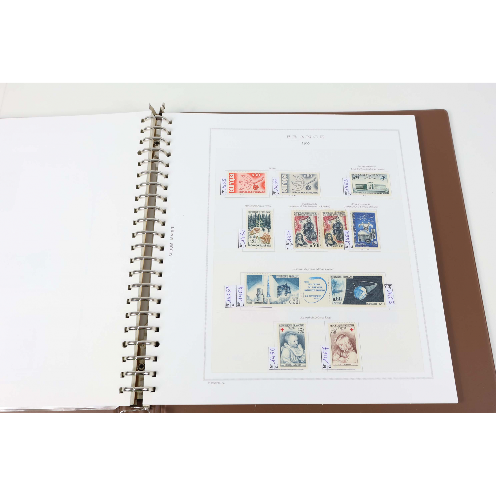 COLLECTION DE FRANCE DE 1959 À 1969 CLASSEUR HAUT DE GAMME MARINI TIMBRES NEUFS