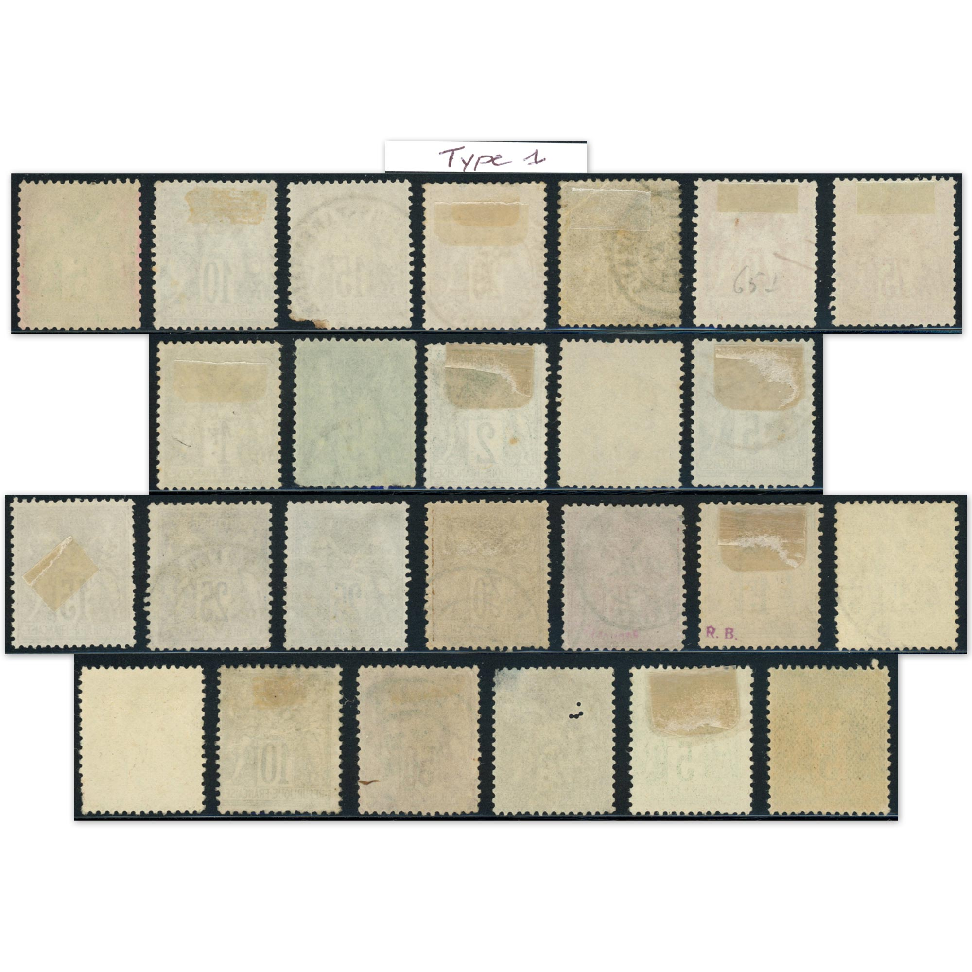 THÉMATIQUE TYPE SAGE TIMBRES FRANCE CLASSIQUES OBLITÉRÉS TYPES 1 ET 2