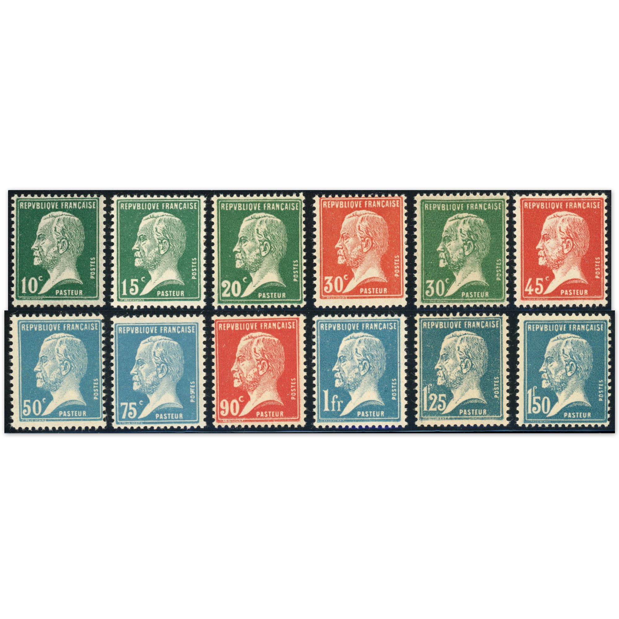 FRANCE TYPE PASTEUR N°170 À 181 TIMBRES NEUFS** ANNÉE 1923-26 COTE 200€