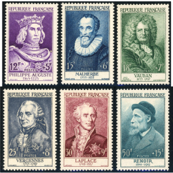 FRANCE N°1027/1032 PERSONNAGES CÉLÈBRES FRANCAIS ANNÉE 1955 COTE 160€
